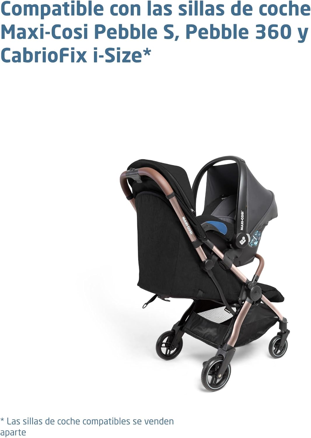 Maxi-Cosi Eva3 Cochecito, 0-4 años, 0-22 kg, silla paseo bebé, cochecito ligero y compacto, posición totalmente reclinada, pl
