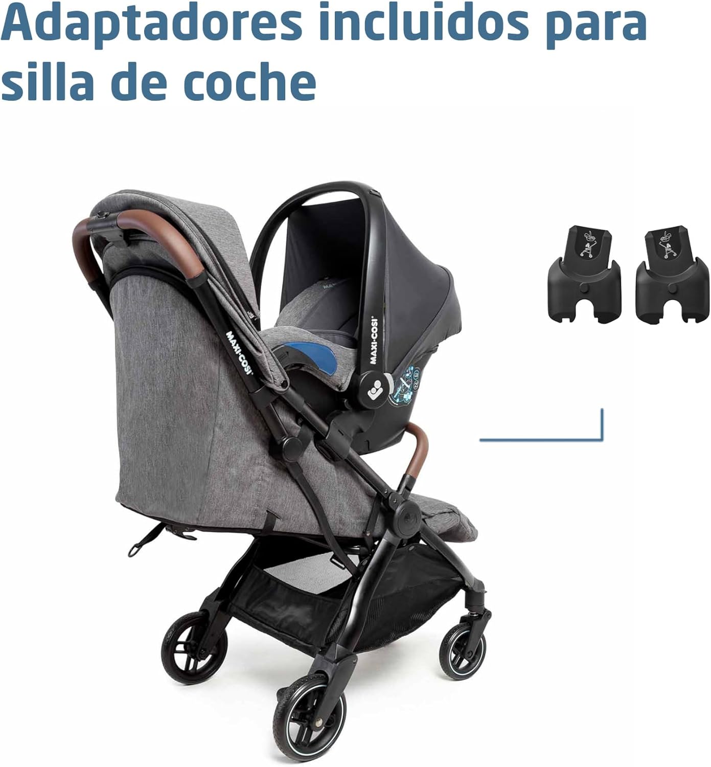 Maxi-Cosi Eva3 Cochecito, 0-4 años, 0-22 kg, silla paseo bebé, cochecito ligero y compacto, posición totalmente reclinada, pl