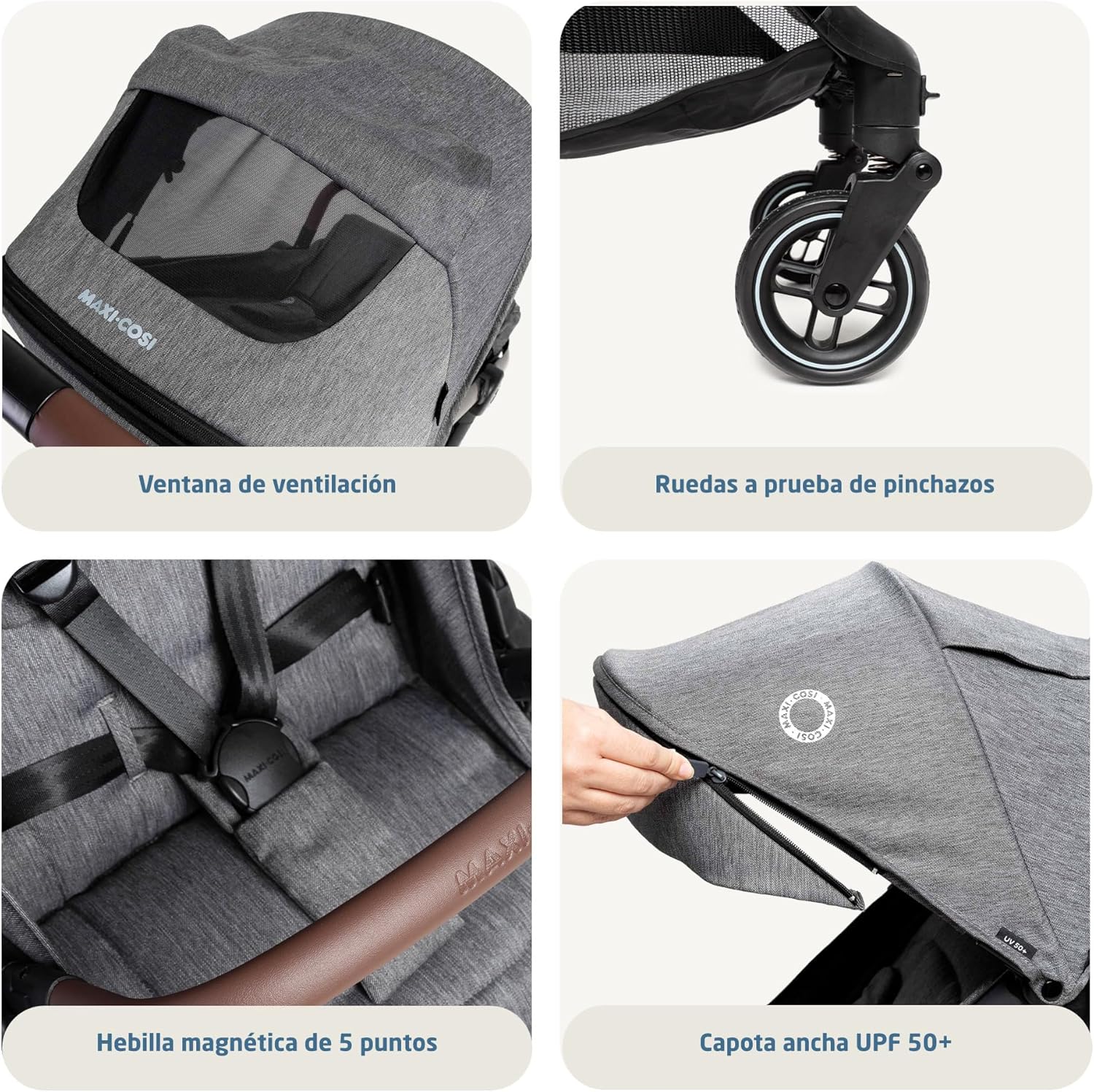 Maxi-Cosi Eva3 Cochecito, 0-4 años, 0-22 kg, silla paseo bebé, cochecito ligero y compacto, posición totalmente reclinada, pl
