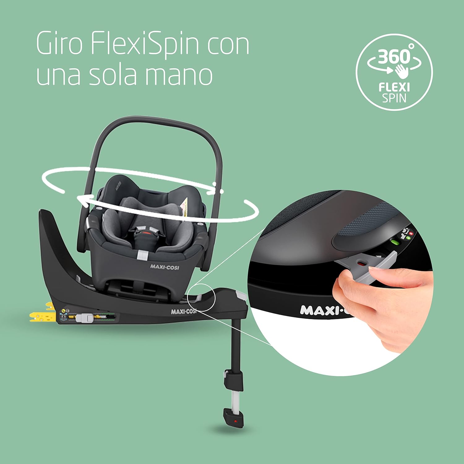 Maxi-Cosi FamilyFix 360 i-Size, Base ISOFIX Giratoria 360, Sistema de Silla Coche Giratorio, de 0 a 4 años (40-105 cm), giro