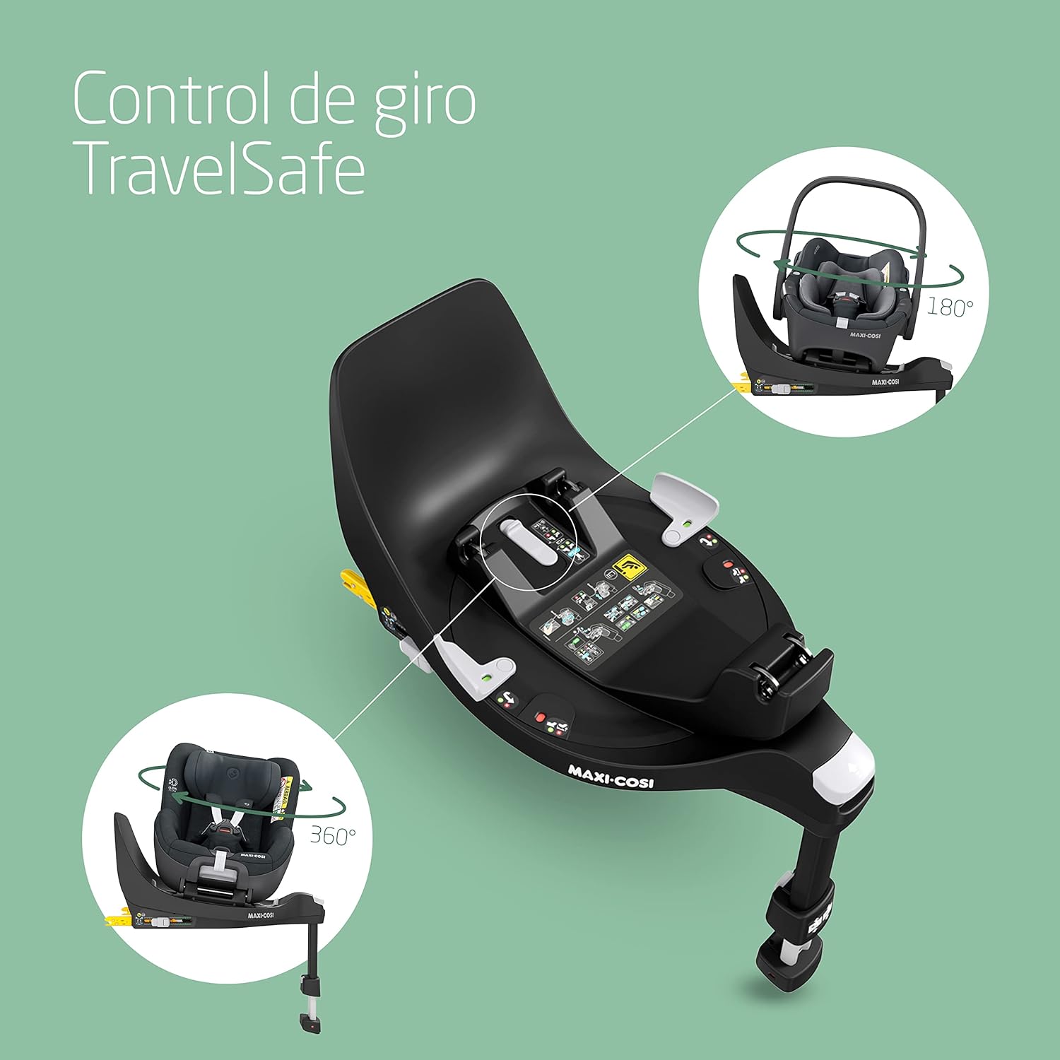 Maxi-Cosi FamilyFix 360 i-Size, Base ISOFIX Giratoria 360, Sistema de Silla Coche Giratorio, de 0 a 4 años (40-105 cm), giro