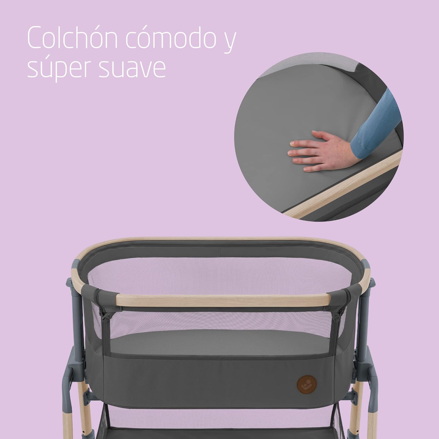Maxi-Cosi Iora Air Cuna Colecho Bebe, Malla Integral, 0 - 6 meses (9 kg), Modo Mecedora, 4 Posiciones de Inclinación y 5 de A