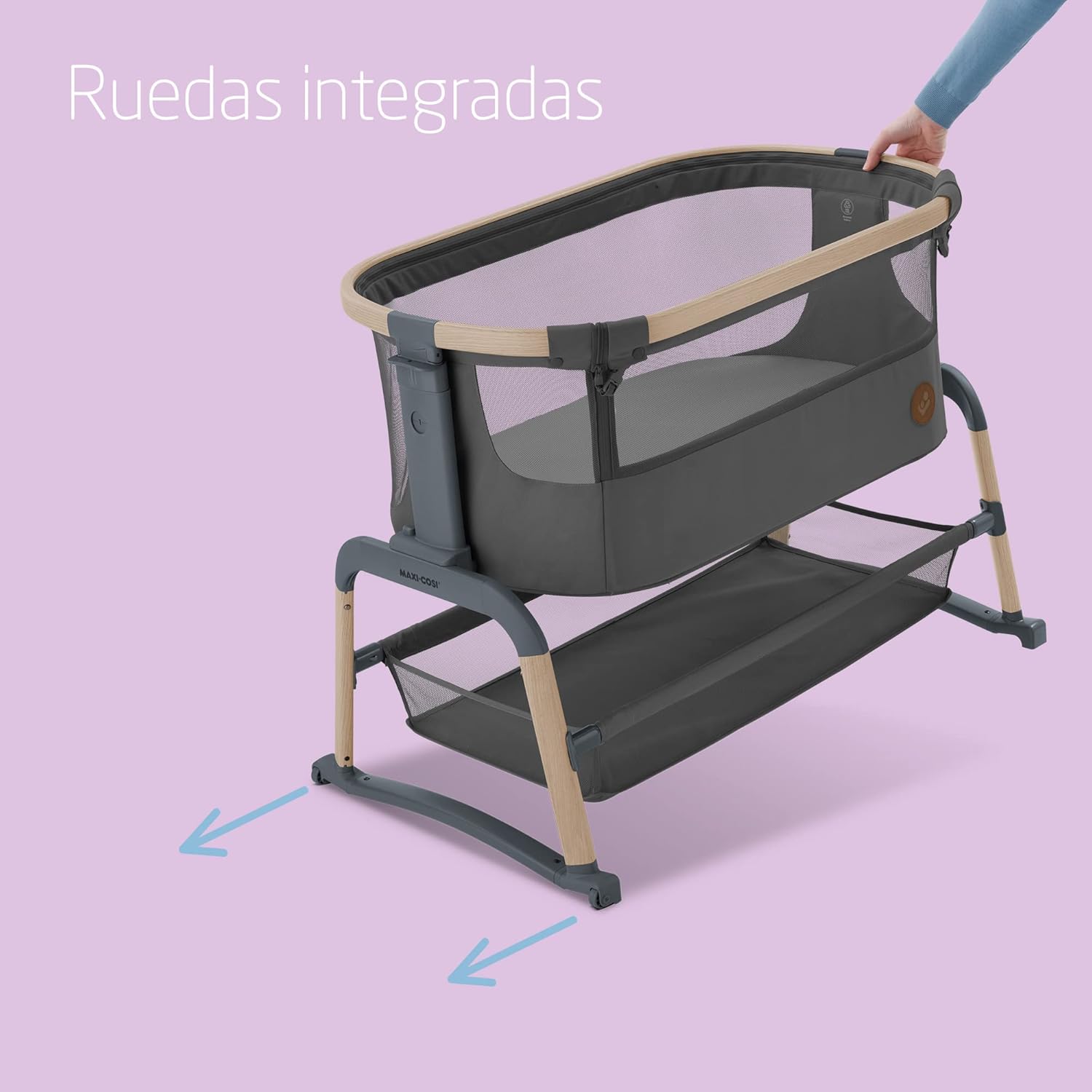 Maxi-Cosi Iora Air Cuna Colecho Bebe, Malla Integral, 0 - 6 meses (9 kg), Modo Mecedora, 4 Posiciones de Inclinación y 5 de A