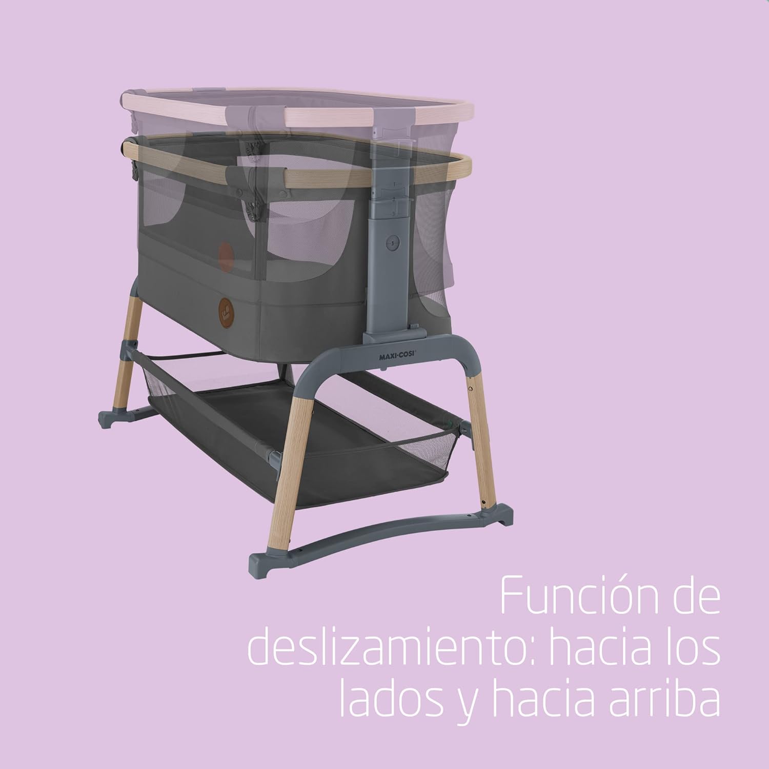 Maxi-Cosi Iora Air Cuna Colecho Bebe, Malla Integral, 0 - 6 meses (9 kg), Modo Mecedora, 4 Posiciones de Inclinación y 5 de A