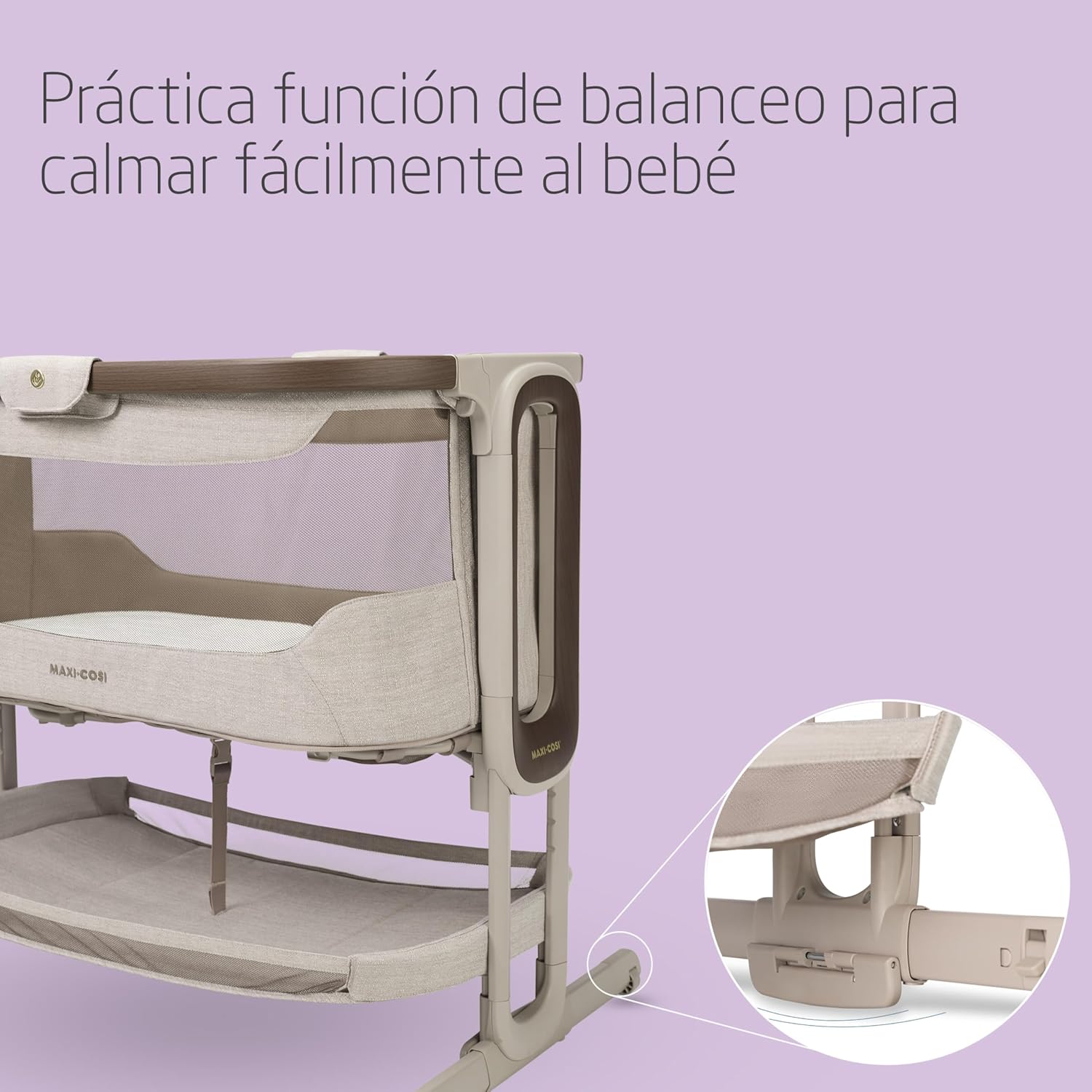 Maxi-Cosi Iora Select Cuna Colecho, 0–6 Meses (9 kg), Cuna Colecho Mecedora Plegable en 1 Paso, Colchón CloudCore 3 cm, 5 Niv