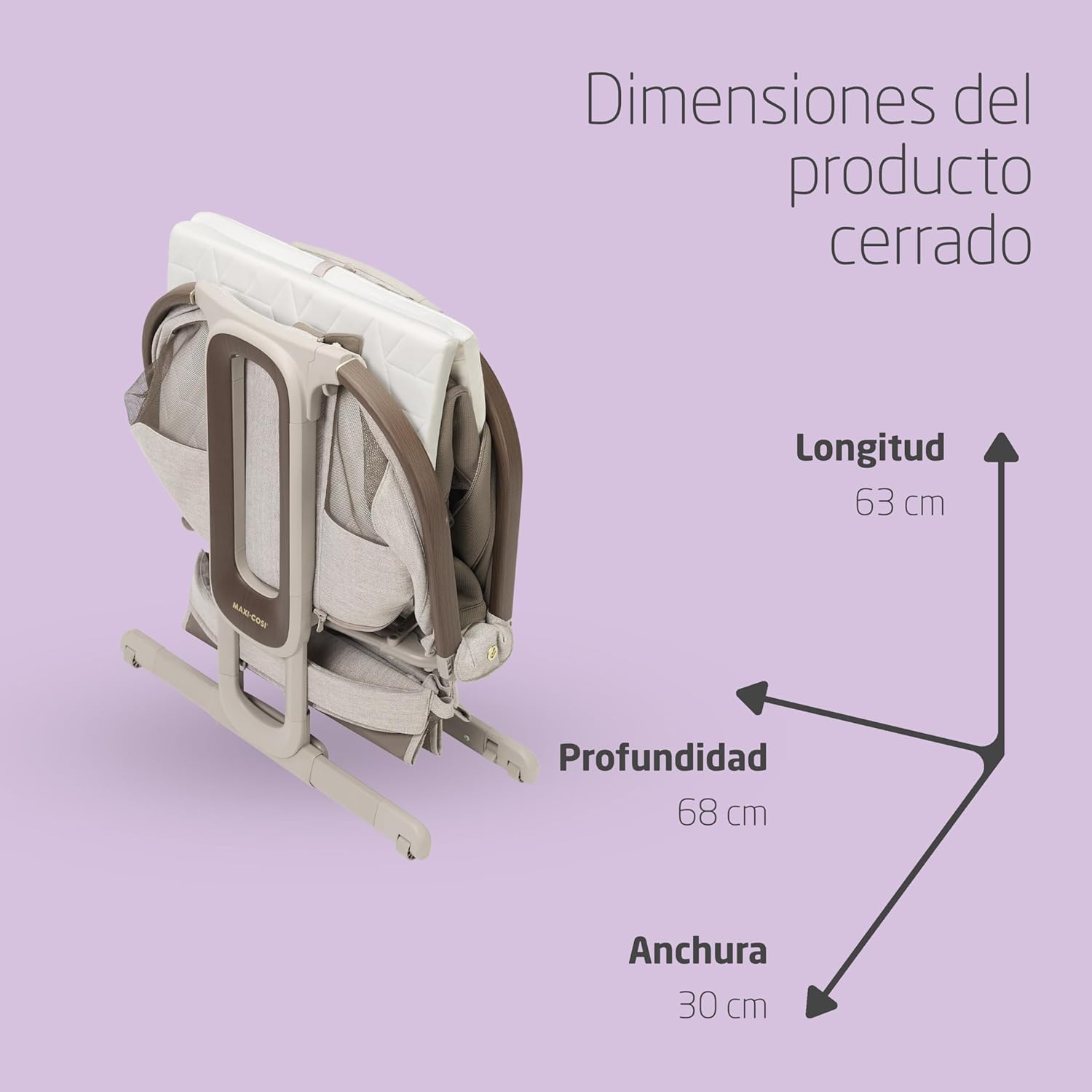 Maxi-Cosi Iora Select Cuna Colecho, 0–6 Meses (9 kg), Cuna Colecho Mecedora Plegable en 1 Paso, Colchón CloudCore 3 cm, 5 Niv