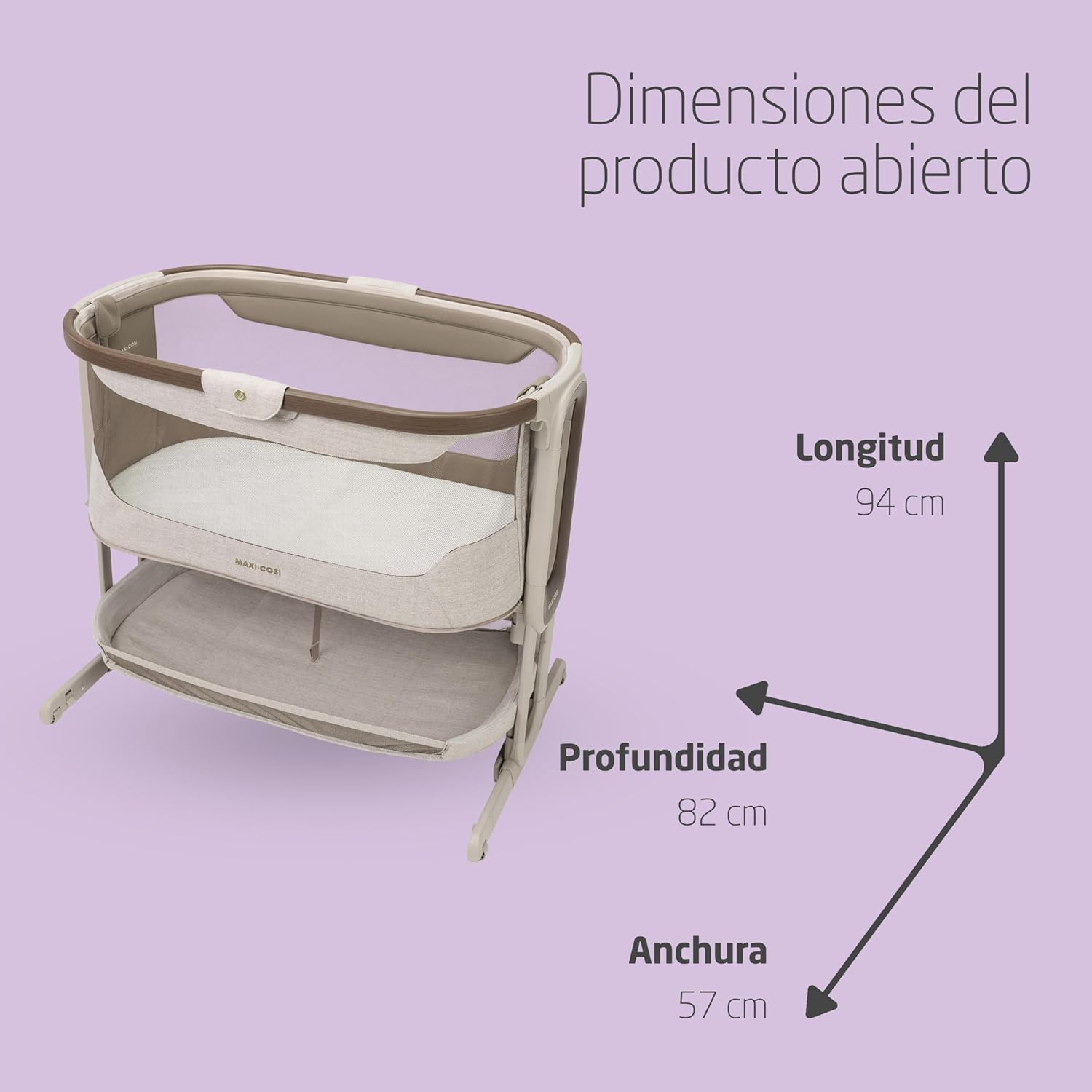 Maxi-Cosi Iora Select Cuna Colecho, 0–6 Meses (9 kg), Cuna Colecho Mecedora Plegable en 1 Paso, Colchón CloudCore 3 cm, 5 Niv