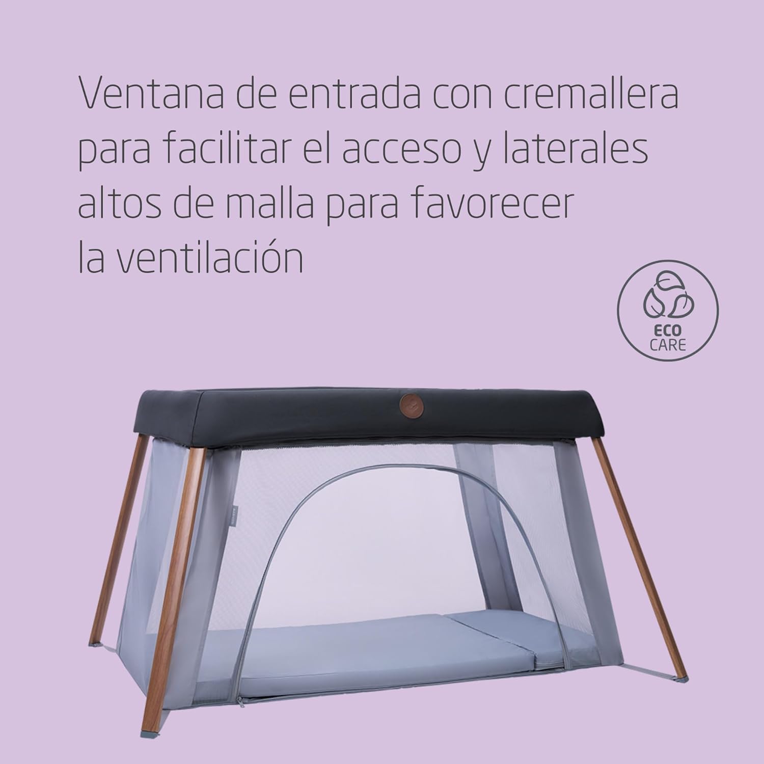 Maxi-Cosi Iris2, 2 en 1 Cuna de Viaje Bebé, de 0 a 3 Años, 0-15 kg, Cuna Bebé, 2 Niveles para Dormir, Ventana Lateral de Entr