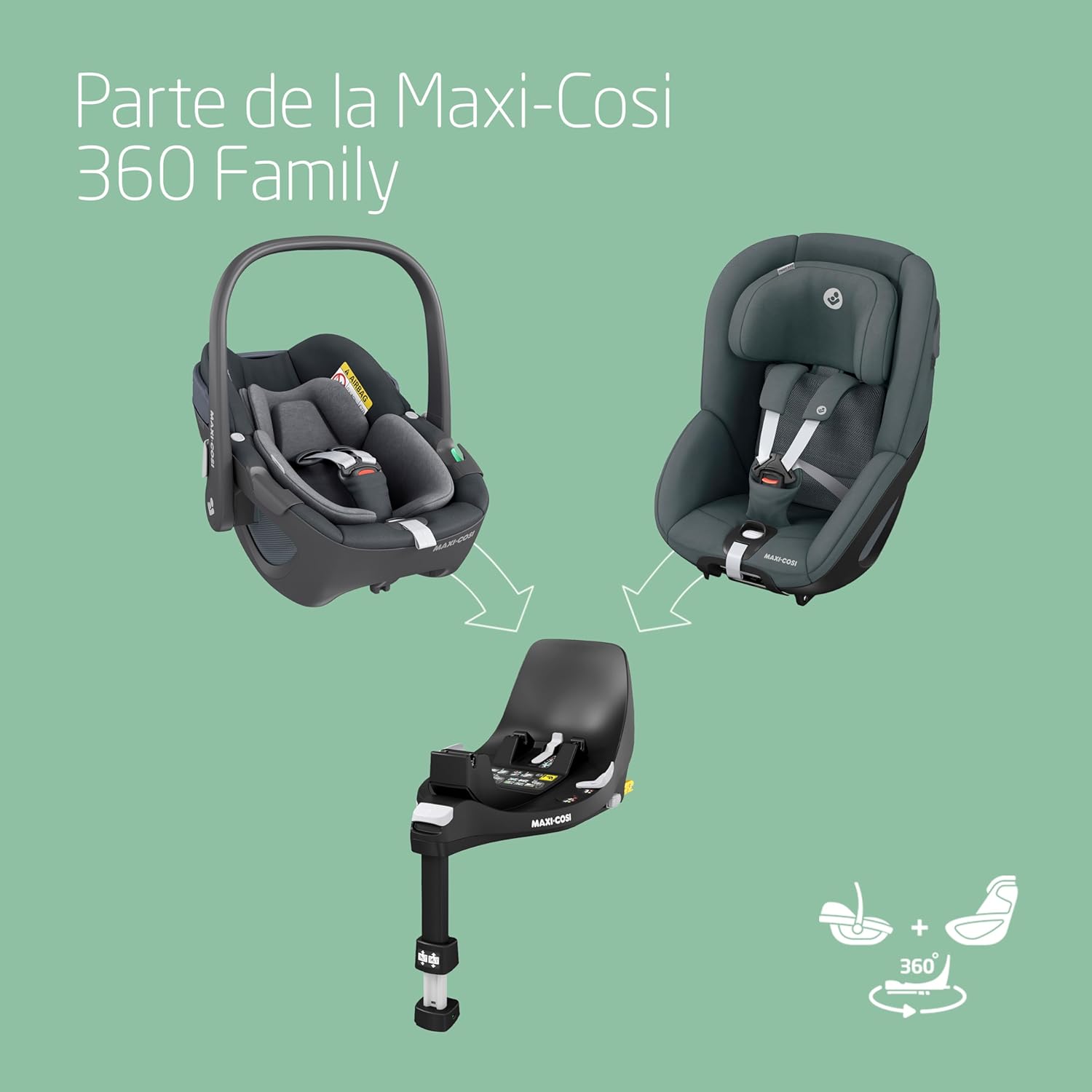 Maxi-Cosi Pearl 360 silla coche bebe i-Size, silla coche 360 giratoria para bebé y niño ISOFIX , 3 meses - 4 años (61-105 cm)
