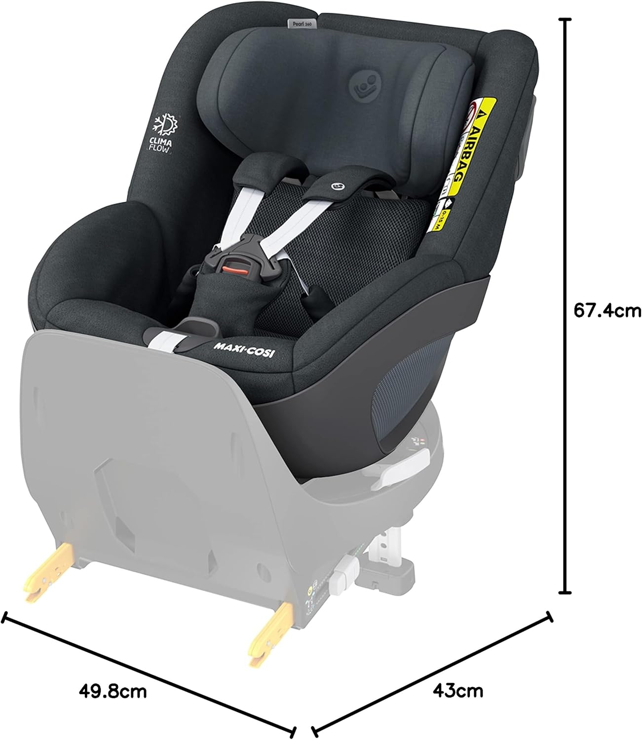 Detalle de Maxi-Cosi Pearl 360 silla coche bebe i-Size, silla coche 360 giratoria para bebé y niño ISOFIX , 3 meses - 4 años