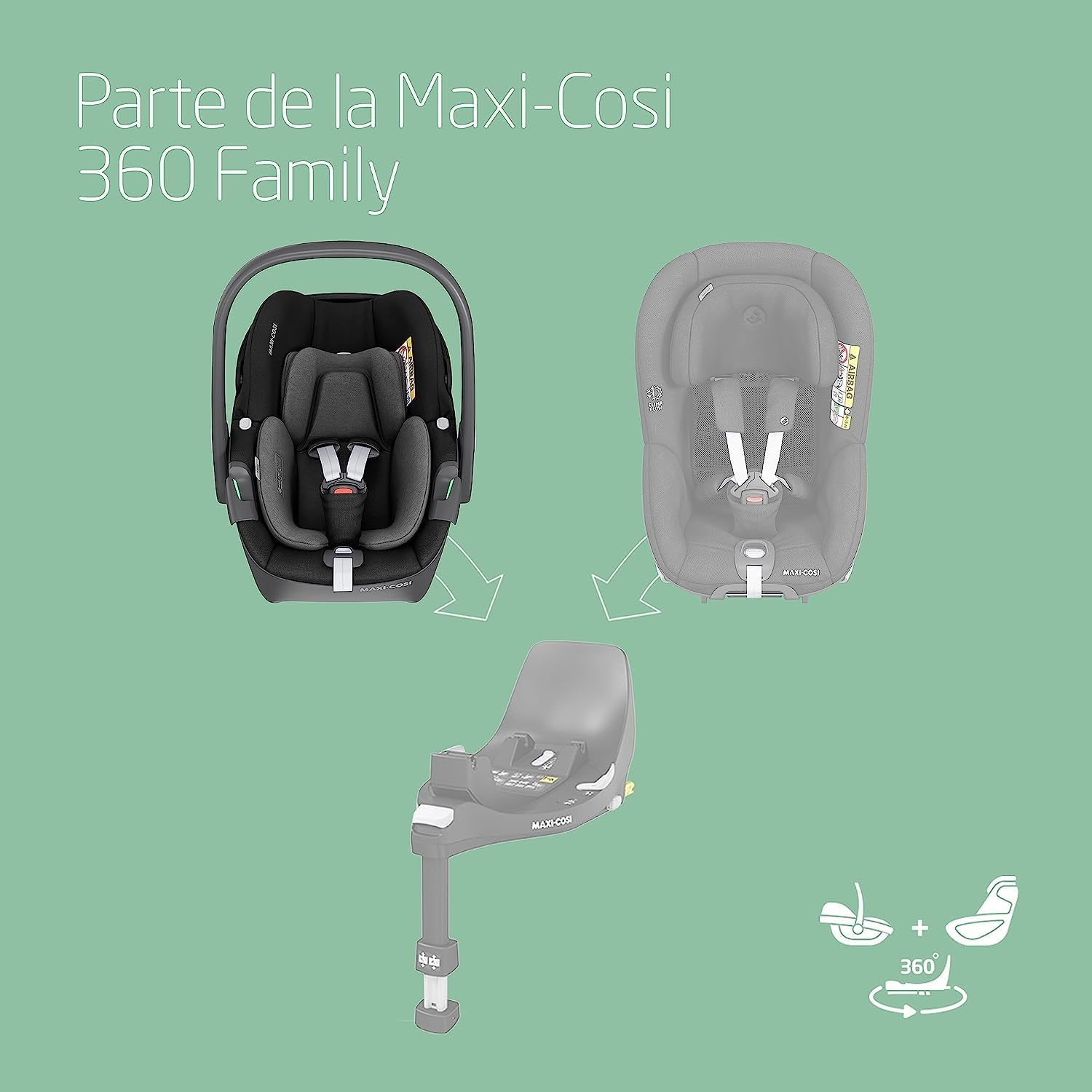Maxi-Cosi Pebble 360, silla coche bebe i-Size, Silla Coche 360 Recien Nacido con Giro de 360 Grados, 0-15 meses (40-83 cm), C