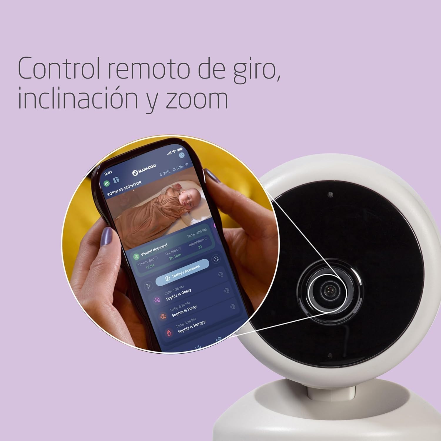 Maxi-Cosi See2 Plus, Cámara vigilancia bebe con visión nocturna, Conexión con app, CryAssist, Vídeo UltraHD (2K), `Pantalla 5