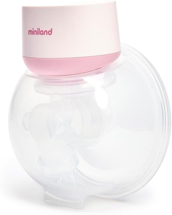 Miniland Sacaleches Eléctrico Portátil y Manos Libres, Extractor de Leche Materna, 5 Tallas de Ajuste (15-24mm), Eficiencia y