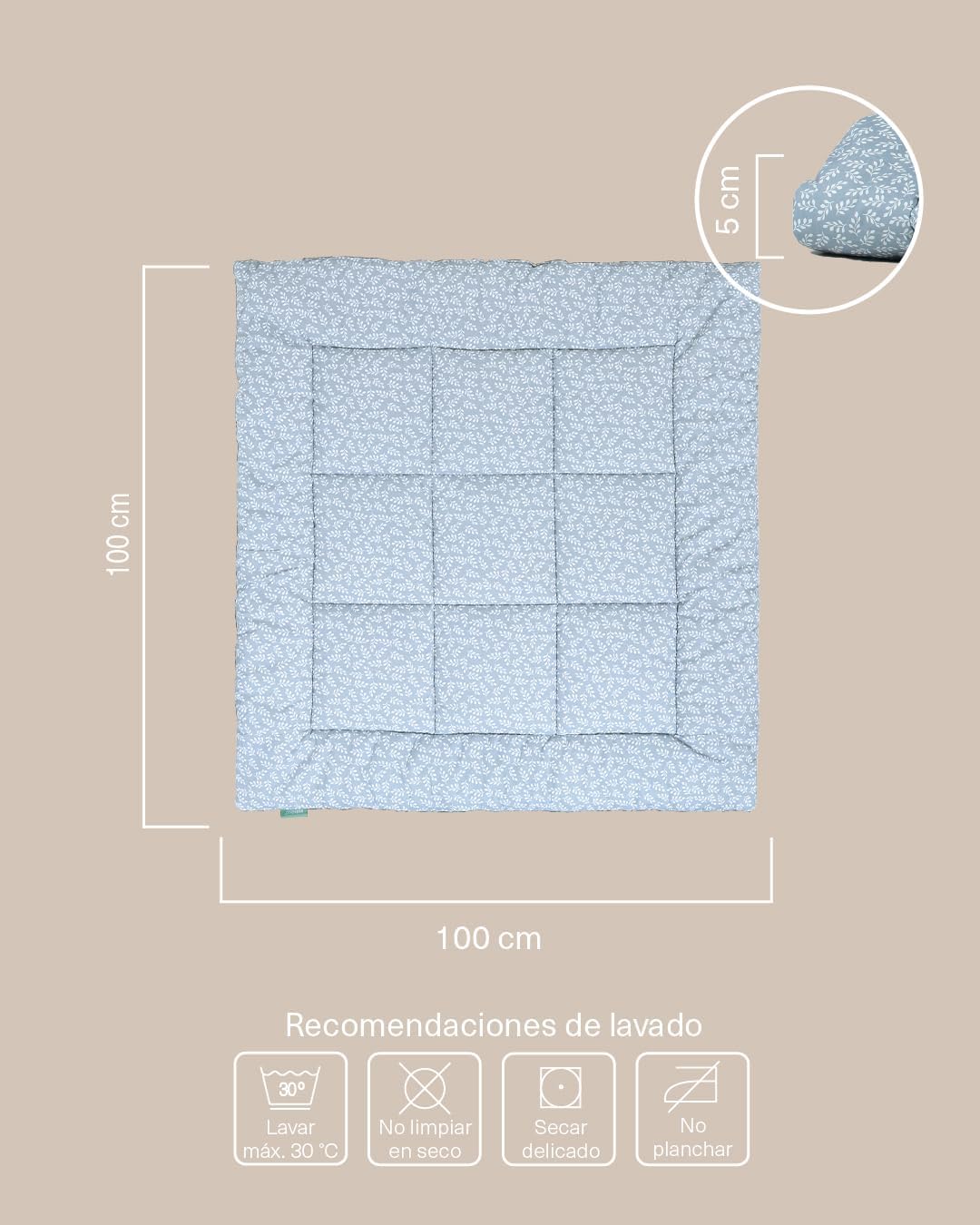 molis&co. Alfombra de Gateo para bebé. Alfombra Infantil 100x100cm plegable, portátil, Tapete de suelo para niños pequeños y
