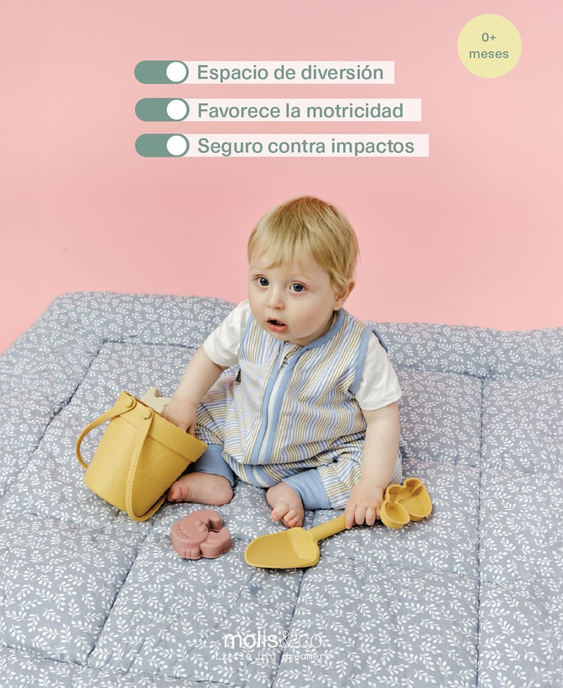 molis&co. Alfombra de Gateo para bebé. Alfombra Infantil 100x100cm plegable, portátil, Tapete de suelo para niños pequeños y