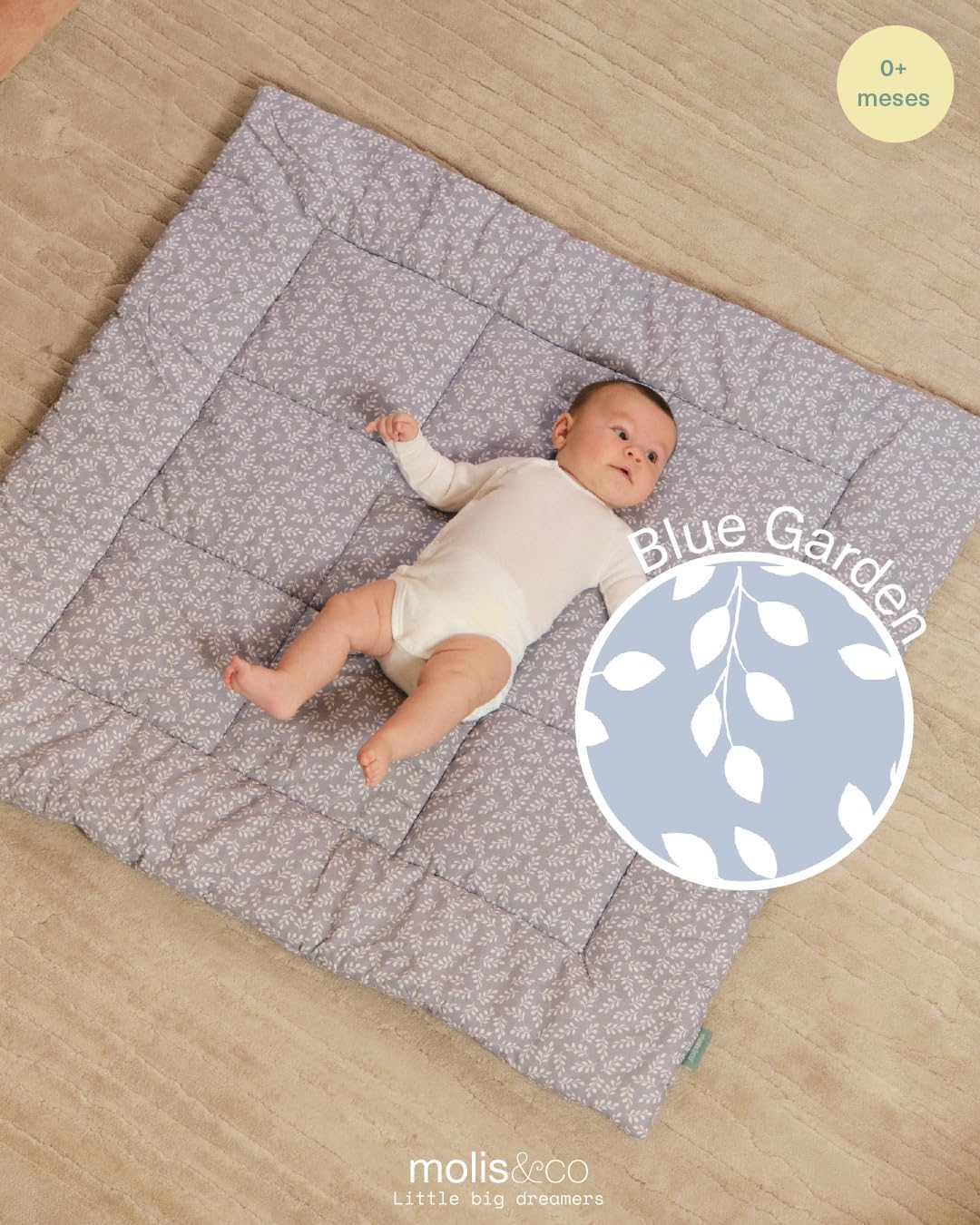 molis&co. Alfombra de Gateo para bebé. Alfombra Infantil 100x100cm plegable, portátil, Tapete de suelo para niños pequeños y