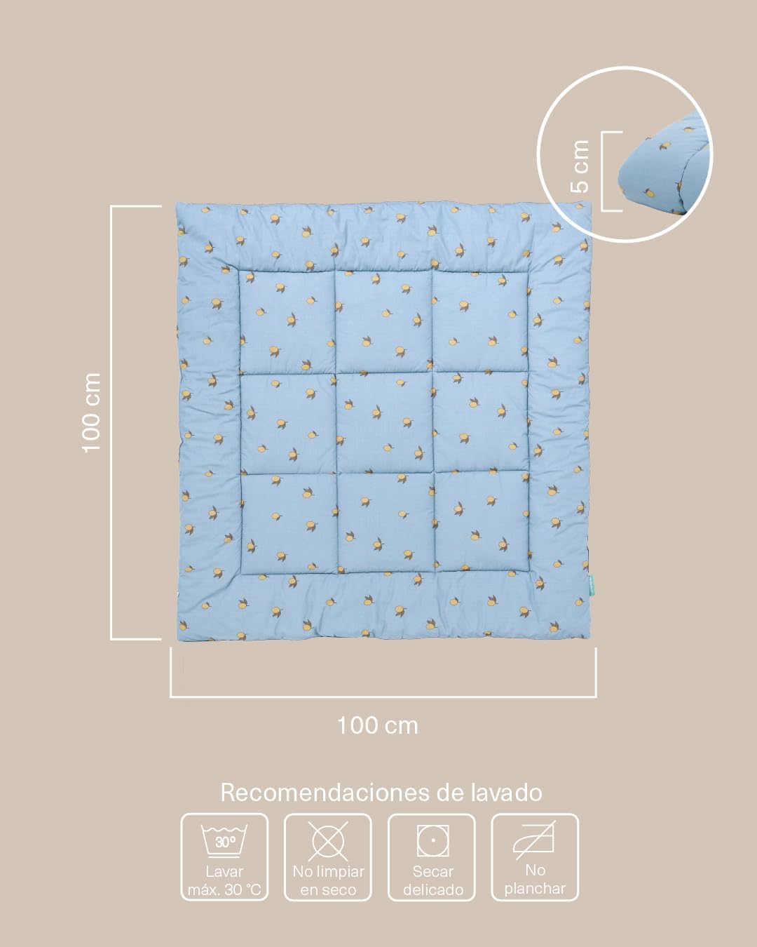 molis&co. Alfombra de Gateo para bebé. Alfombra Infantil 100x100cm plegable, portátil, Tapete de suelo para niños pequeños y