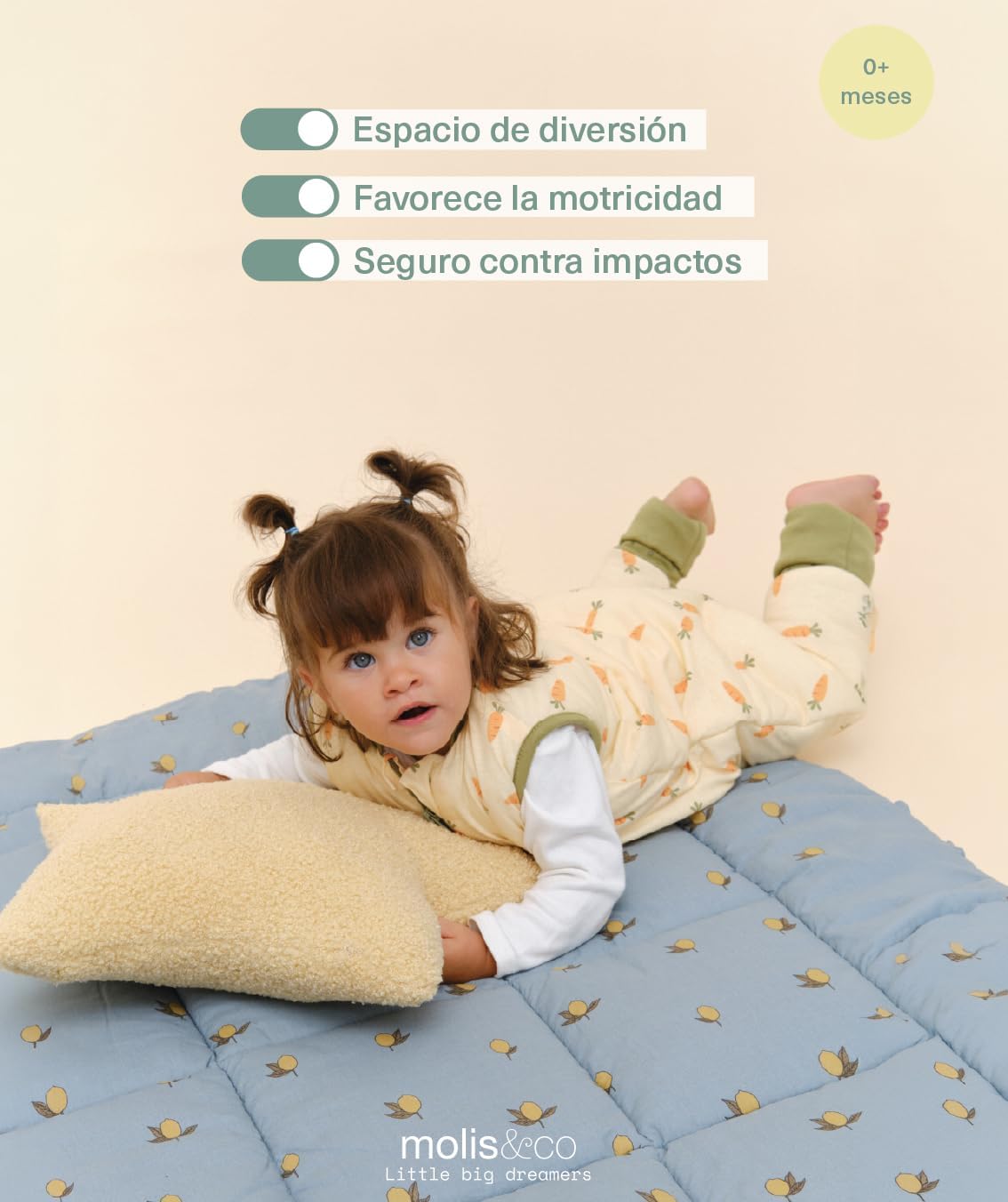 molis&co. Alfombra de Gateo para bebé. Alfombra Infantil 100x100cm plegable, portátil, Tapete de suelo para niños pequeños y