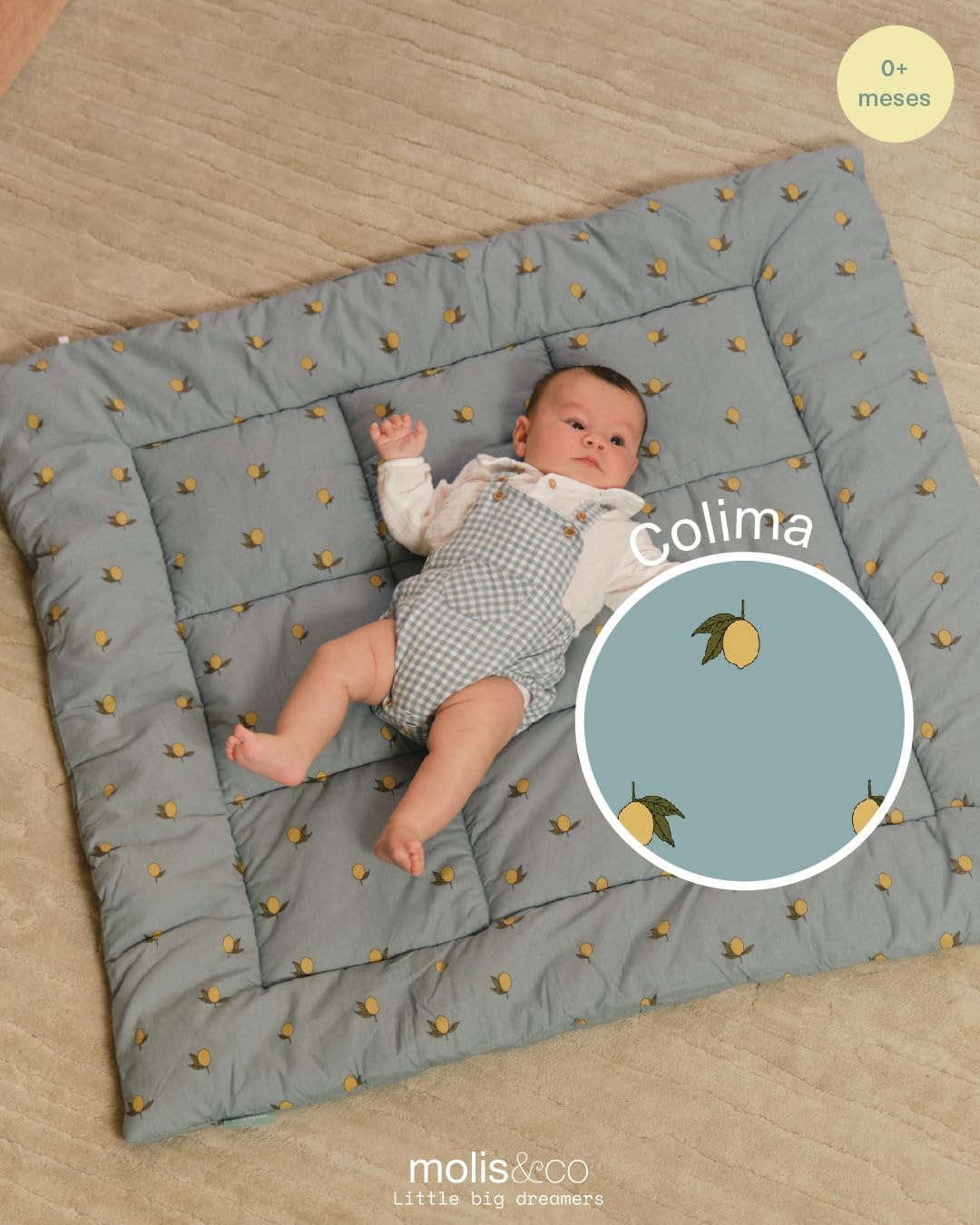 molis&co. Alfombra de Gateo para bebé. Alfombra Infantil 100x100cm plegable, portátil, Tapete de suelo para niños pequeños y