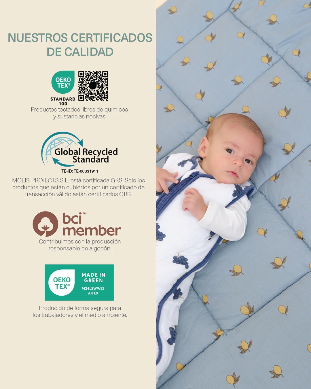 molis&co. Alfombra de Gateo para bebé. Alfombra Infantil 100x100cm plegable, portátil, Tapete de suelo para niños pequeños y