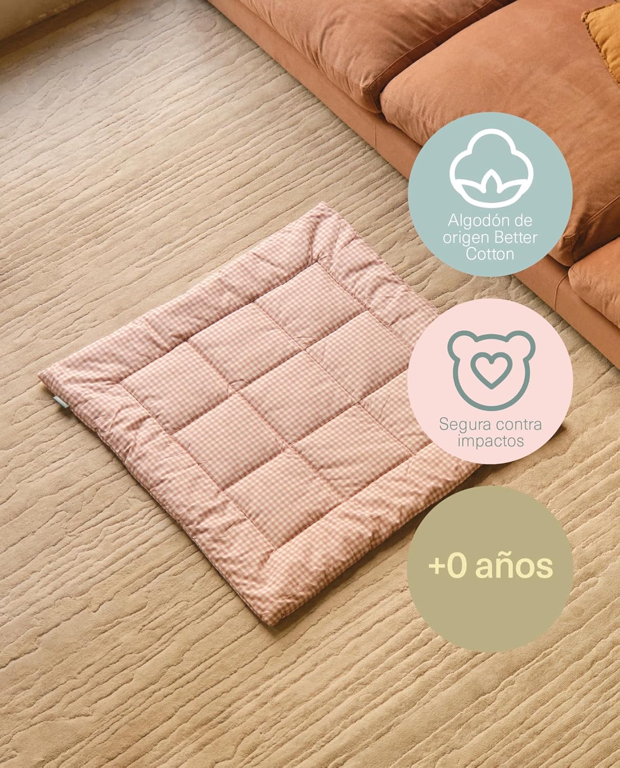 molis&co. Alfombra de Gateo para bebé. Alfombra Infantil 100x100cm plegable, portátil, Tapete de suelo para niños pequeños y