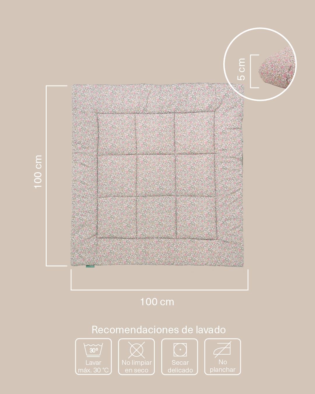 molis&co. Alfombra de Gateo para bebé. Alfombra Infantil 100x100cm plegable, portátil, Tapete de suelo para niños pequeños y