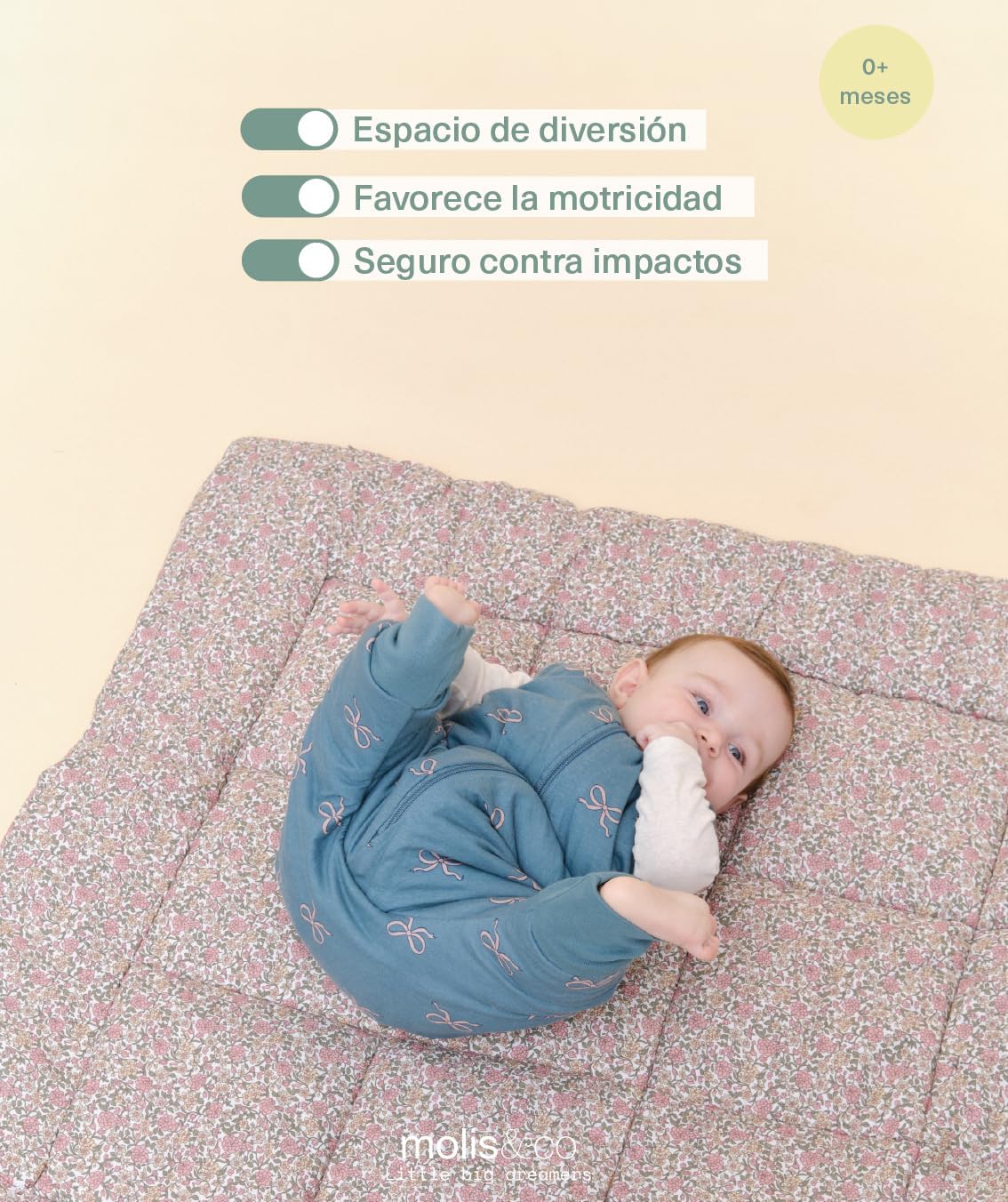 molis&co. Alfombra de Gateo para bebé. Alfombra Infantil 100x100cm plegable, portátil, Tapete de suelo para niños pequeños y