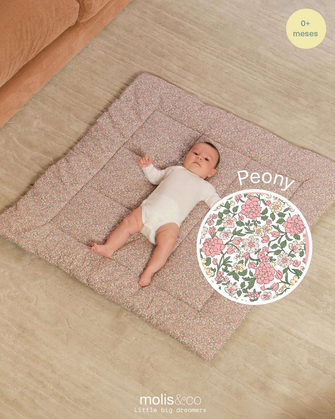 molis&co. Alfombra de Gateo para bebé. Alfombra Infantil 100x100cm plegable, portátil, Tapete de suelo para niños pequeños y