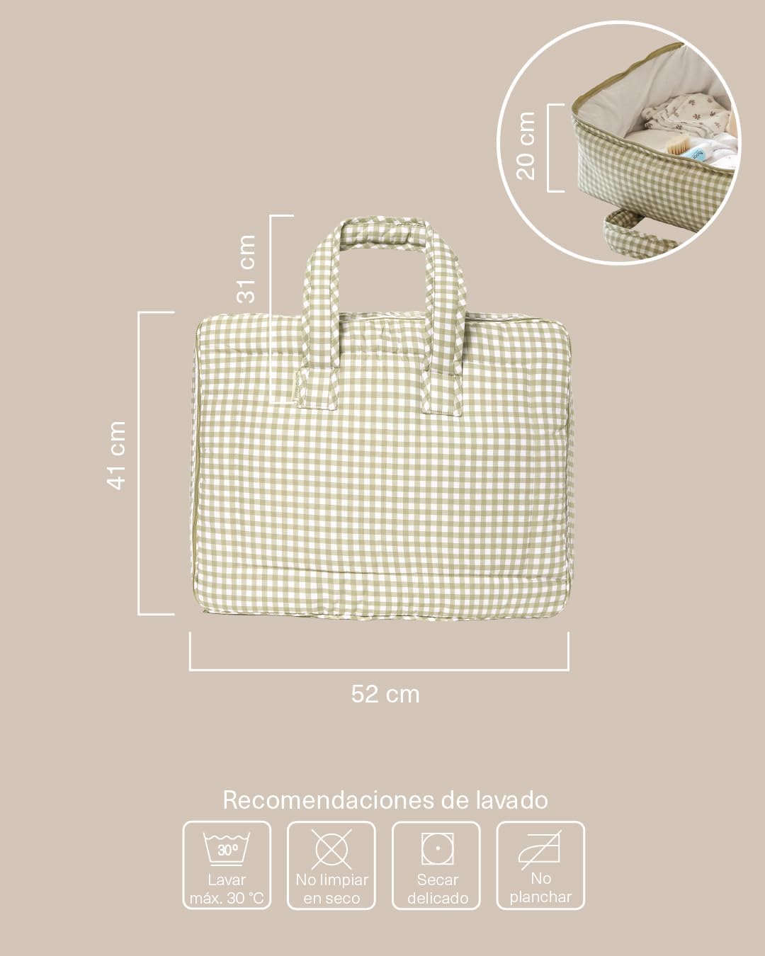 molis&co - Maleta de Viaje Infantil y Bolso Maternidad Hospital - Bolsa Canastilla para Escapadas y Organización - Tejido Sua