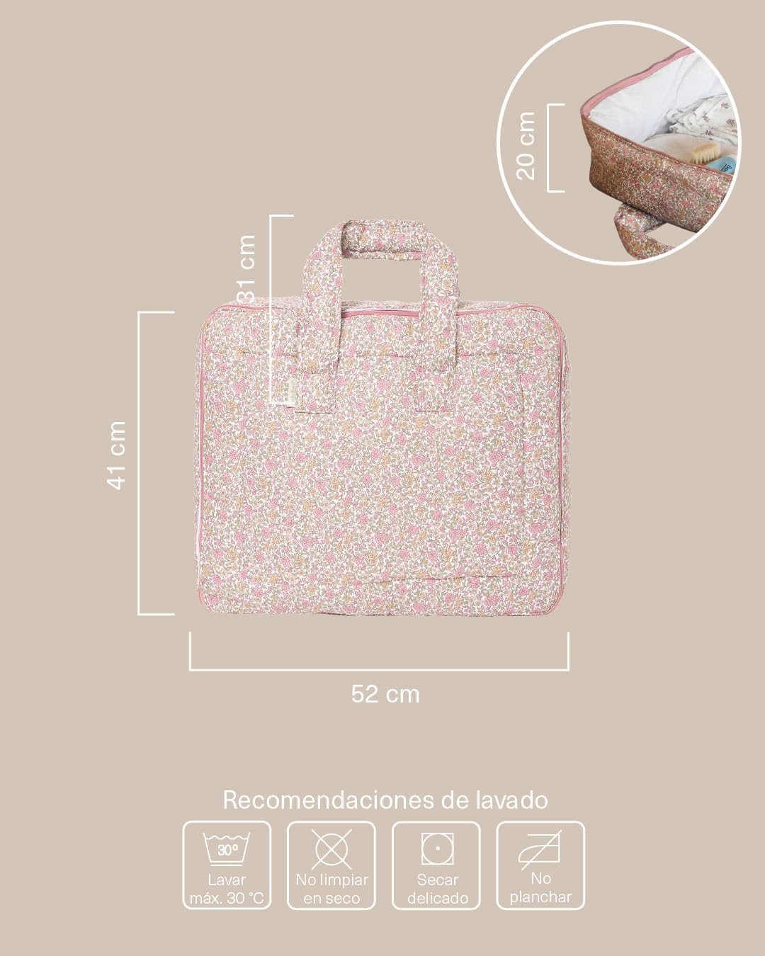molis&co - Maleta de Viaje Infantil y Bolso Maternidad Hospital - Bolsa Canastilla para Escapadas y Organización - Tejido Sua