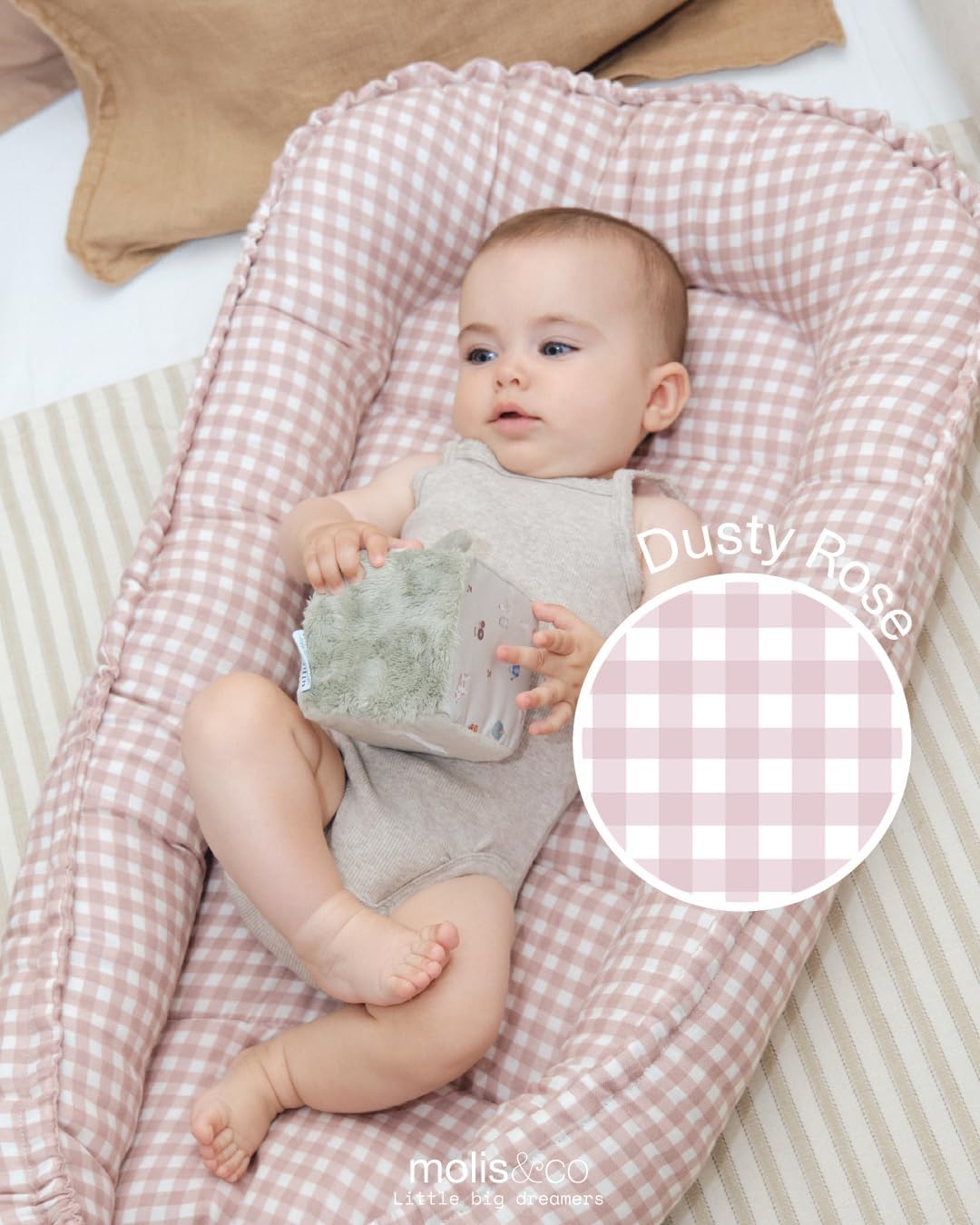 molis&co. Nido de Bebé 90 x 50 cm. Reductor de Cuna o Nido de Colecho para Bebe. Algodón. Cuna Portátil o de Viaje para recié