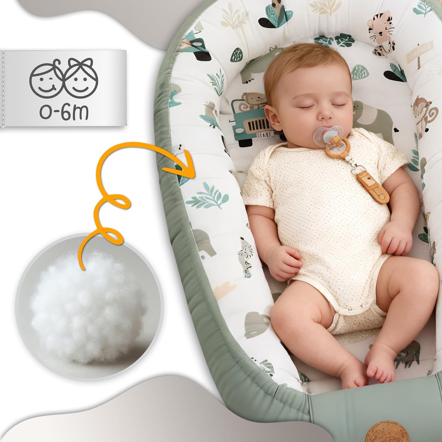 Nido bebé recién nacido 90x50 cm - capullo de colecho reductor cuna algodón cuco ideal para góndola moisés y viaje perfecto p