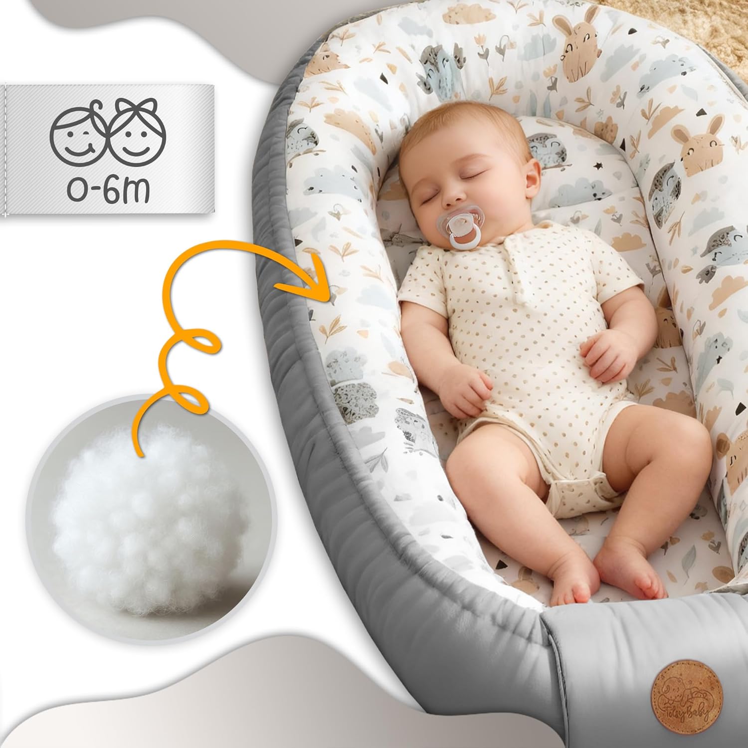 Nido bebé recién nacido 90x50 cm - capullo de colecho reductor cuna algodón cuco ideal para góndola moisés y viaje perfecto p