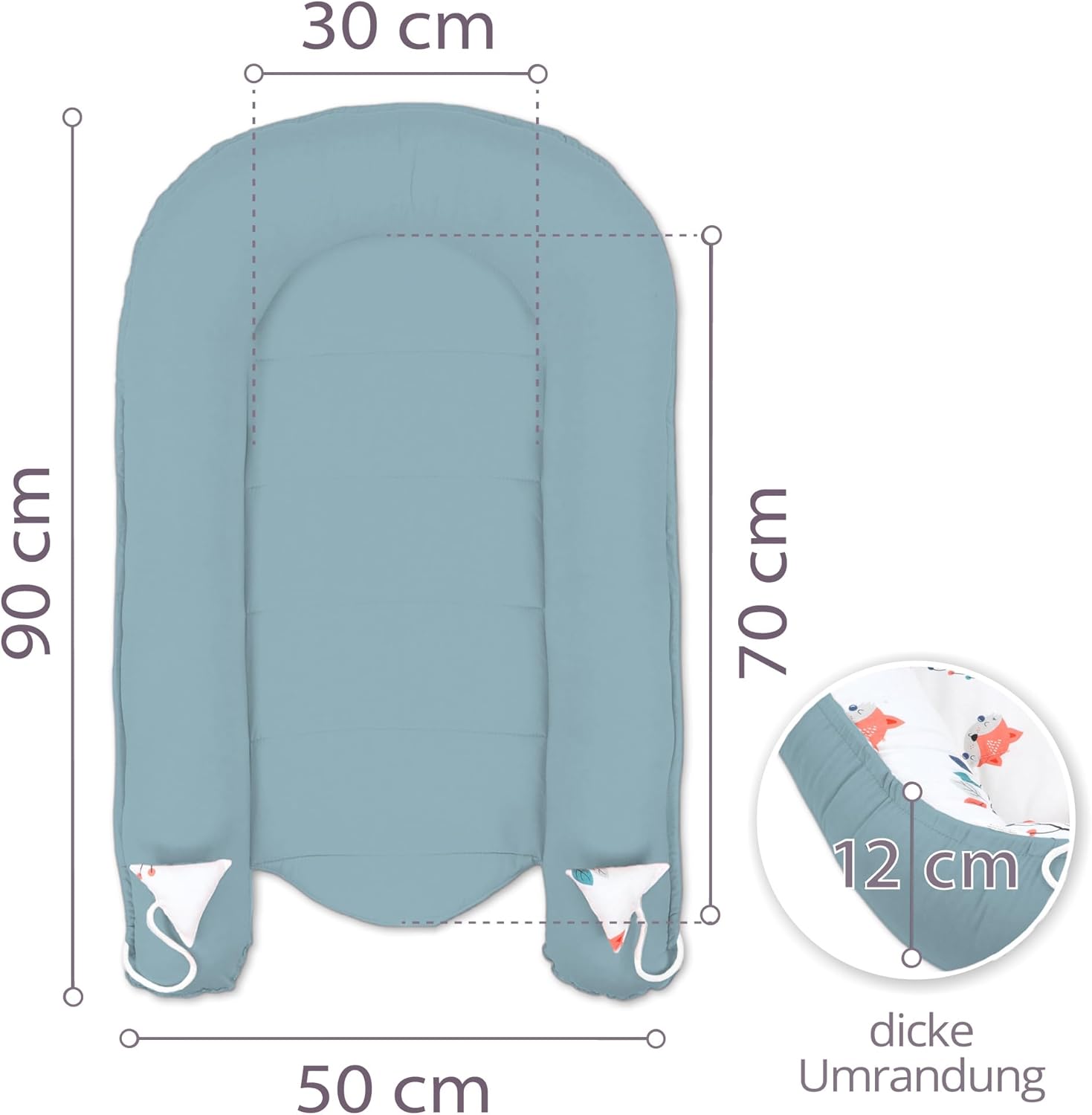 Nido bebé recién nacido 90x50 cm - capullo de colecho reductor cuna algodón cuco ideal para góndola moisés y viaje perfecto p