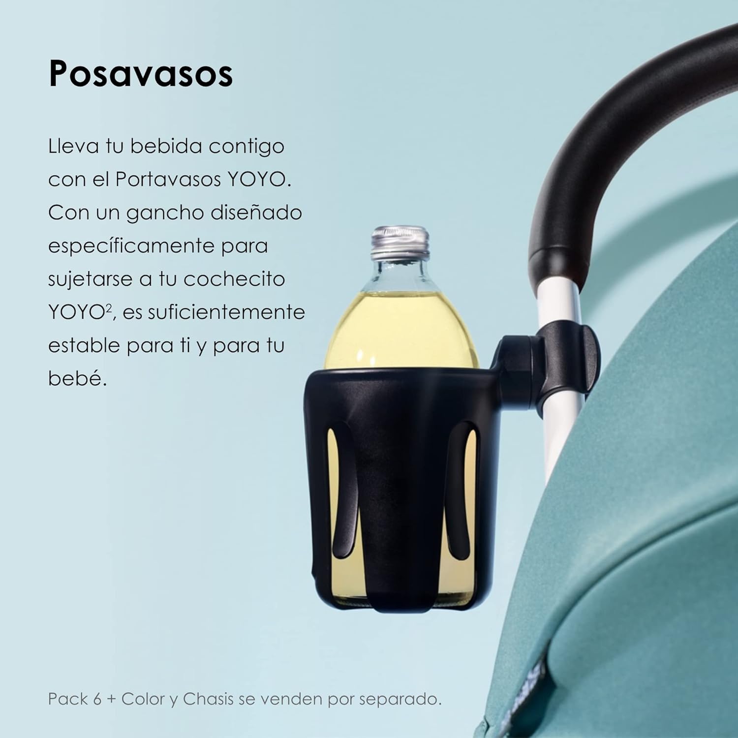 Portavasos BABYZEN YOYO, Negro - Se sujeta a Seis Puntos Diferentes en el Chasis del Cochecito YOYO2 - Adecuado para Padres e