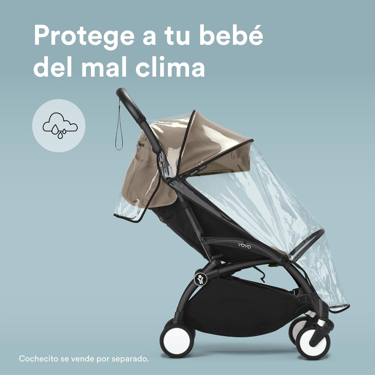 Protector lluvia 6+ para YOYO de Stokke - Diseño hermético con tela sin PVC - Fácil de instalar y guardar en el cochecito YOY