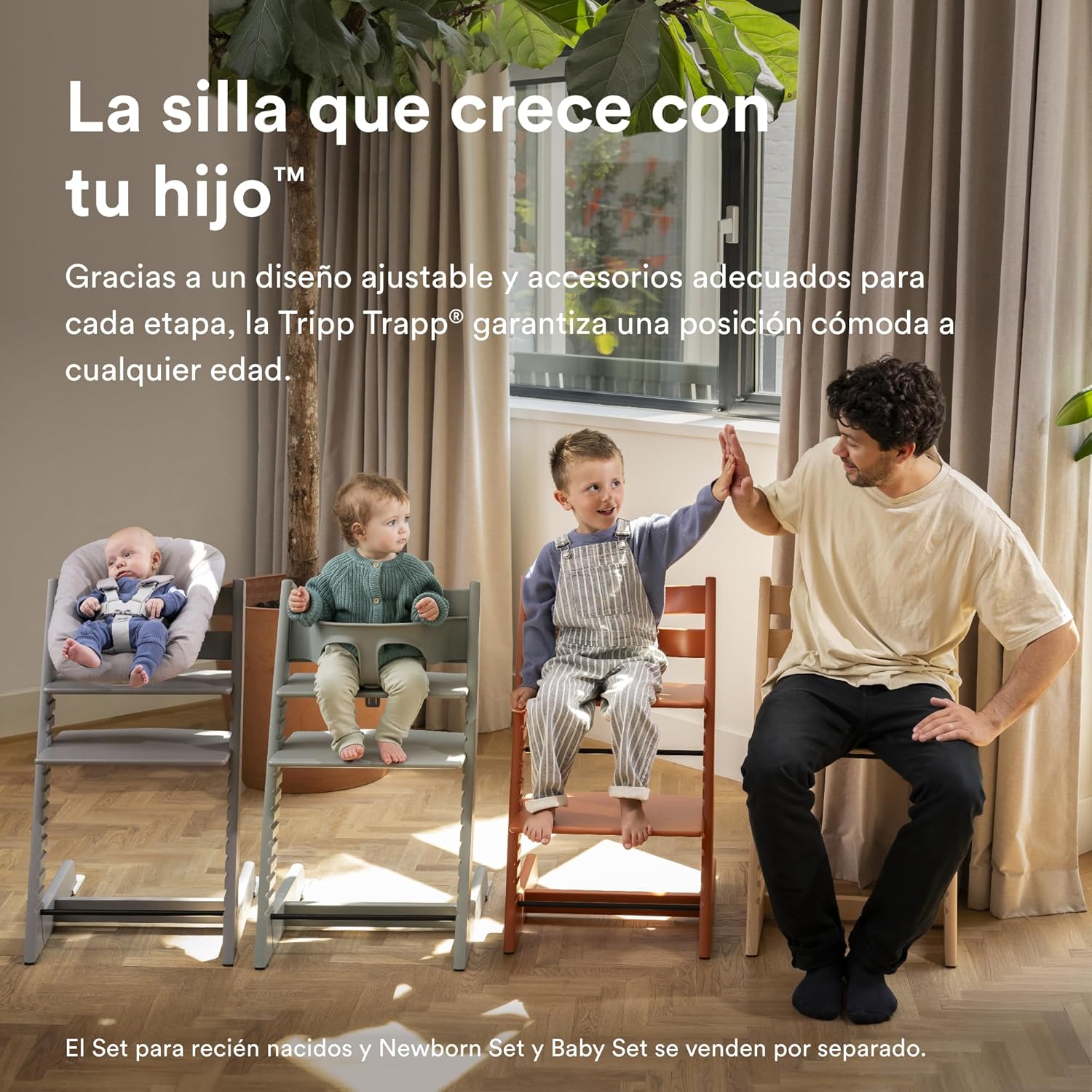 Silla Tripp Trapp de Stokke, Rosa - Silla ajustable, evolutiva para recién nacidos, niños y adultos - Práctica, cómoda y ergo