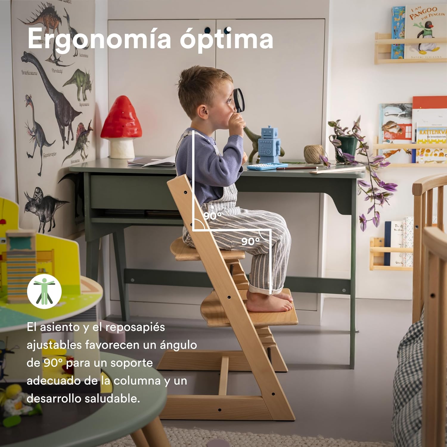 Silla Tripp Trapp de Stokke, Rosa - Silla ajustable, evolutiva para recién nacidos, niños y adultos - Práctica, cómoda y ergo