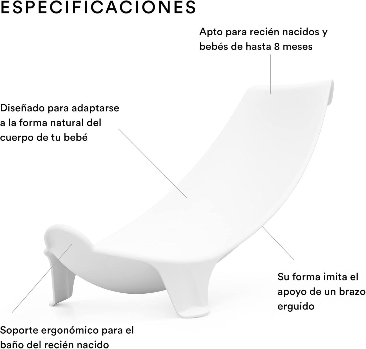 Soporte para recién nacidos Stokke Flexi Bath, Blanco - Para la Bañera plegable Stokke Flexi Bath - Ligero, práctico, cómodo