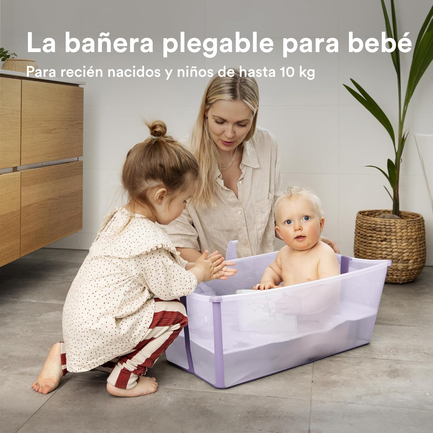 Stokke Flexi Bath, Lavender - 64 x 24 x 34 cm - Bañera plegable para recién nacidos y bebés, liviana, resistente y fácil de g