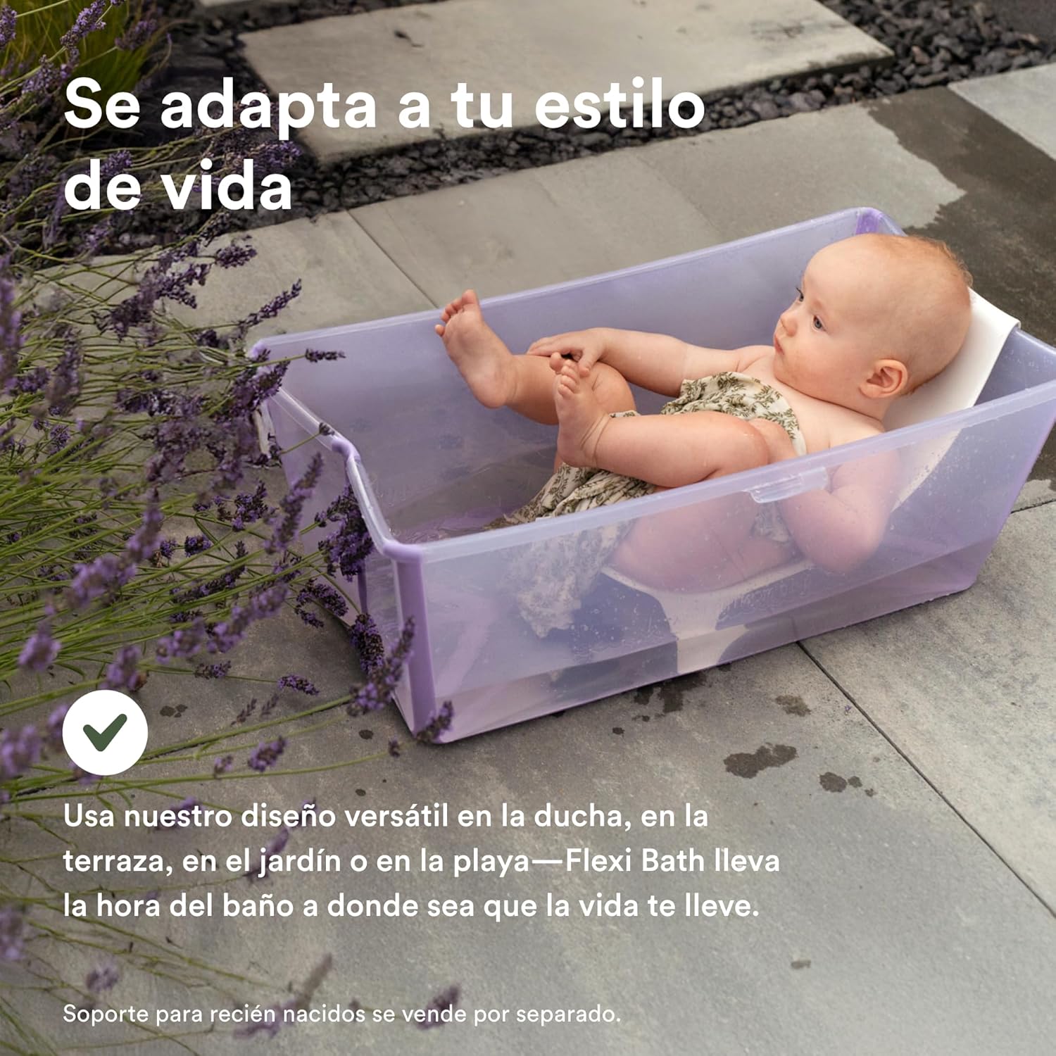 Stokke Flexi Bath, Lavender - 64 x 24 x 34 cm - Bañera plegable para recién nacidos y bebés, liviana, resistente y fácil de g