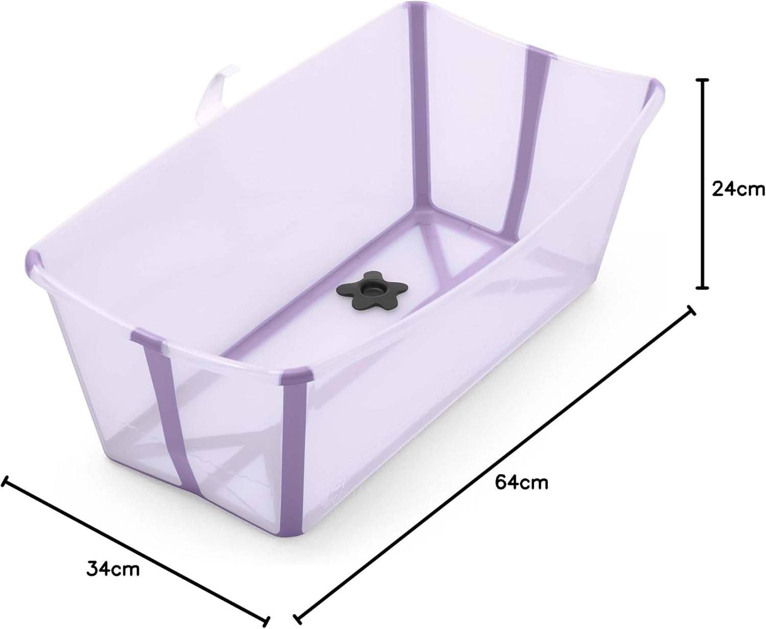 Detalle de Stokke Flexi Bath, Lavender - 64 x 24 x 34 cm - Bañera plegable para recién nacidos y bebés, liviana, resistente y