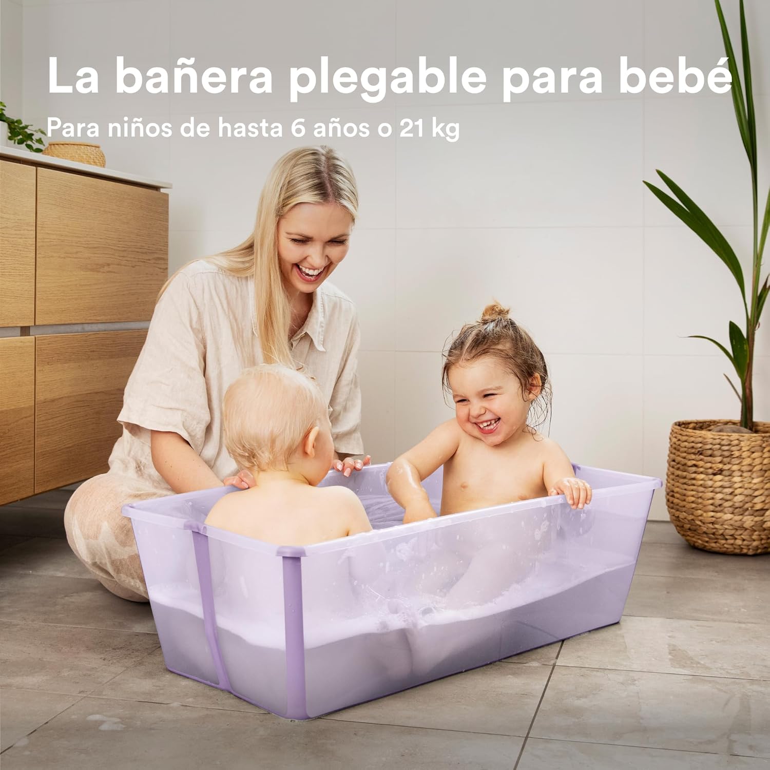 Stokke Flexi Bath X-Large, Lavender - Bañera plegable para bebé - Ligera, duradera y fácil de guardar - Práctica para usar en