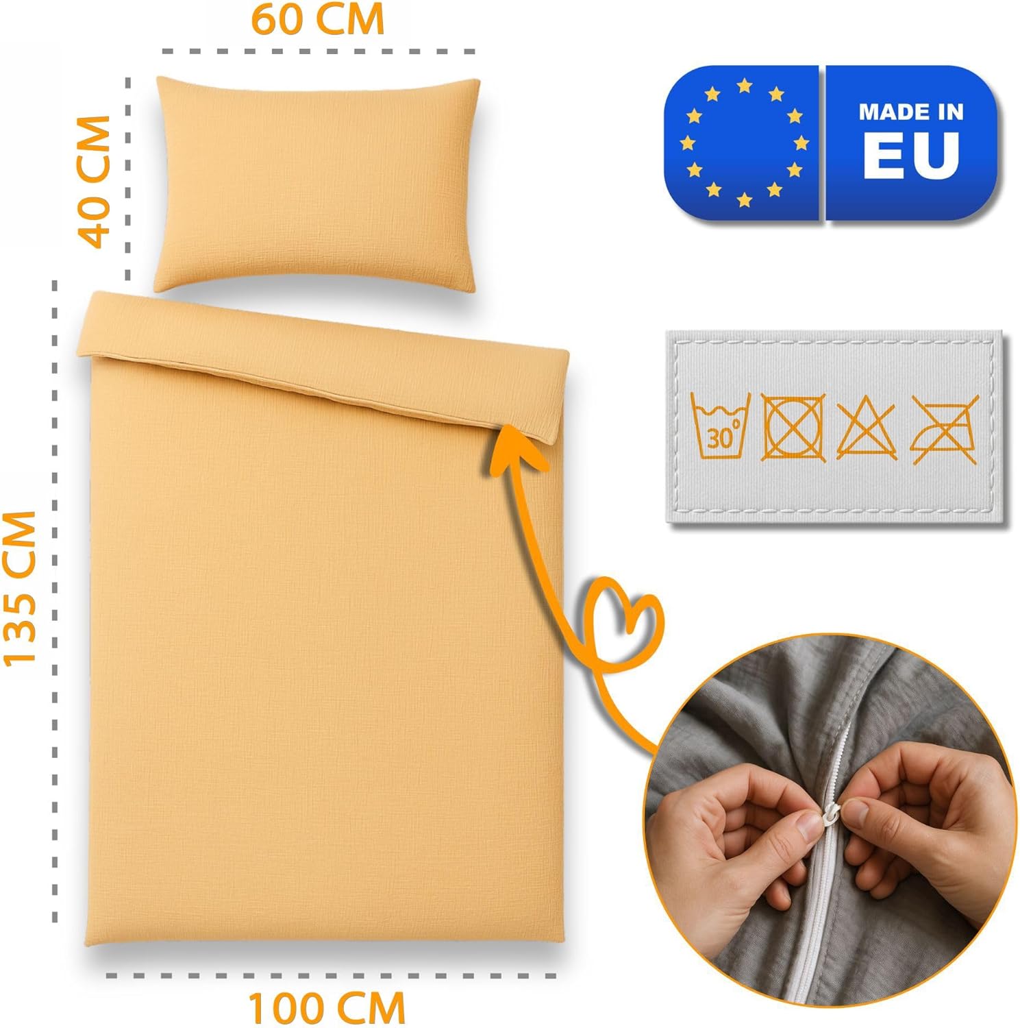 Totsy Baby Muselina Funda nordica Infantil 100x135cm para Cuna 70 - algodón Saco nordico y Cubre de edredon Cama para niños y