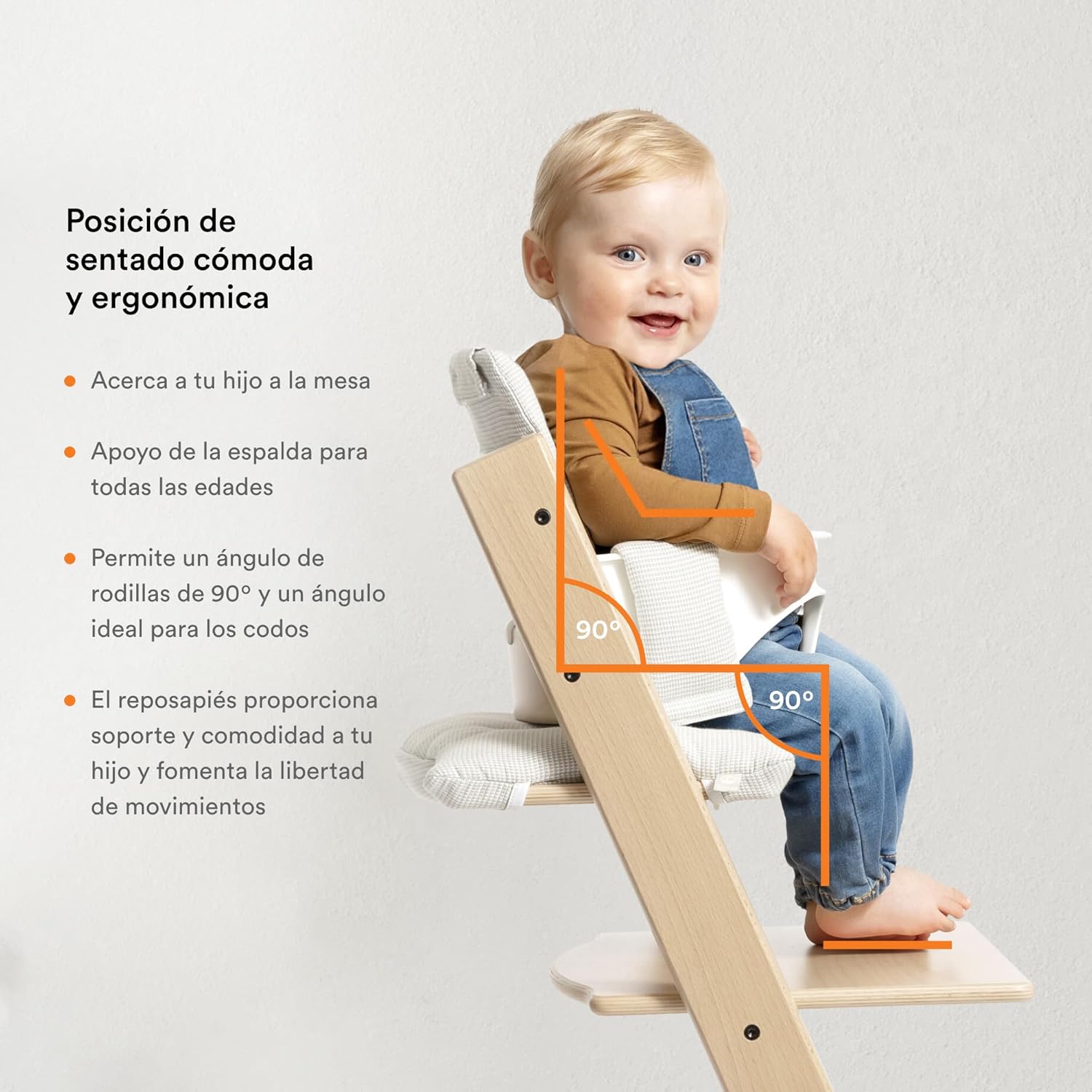 Trona Tripp Trapp de Stokke con Baby Set, Blanco - Silla ajustable y evolutiva para niños y adultos - Ergonómica & diseño ate