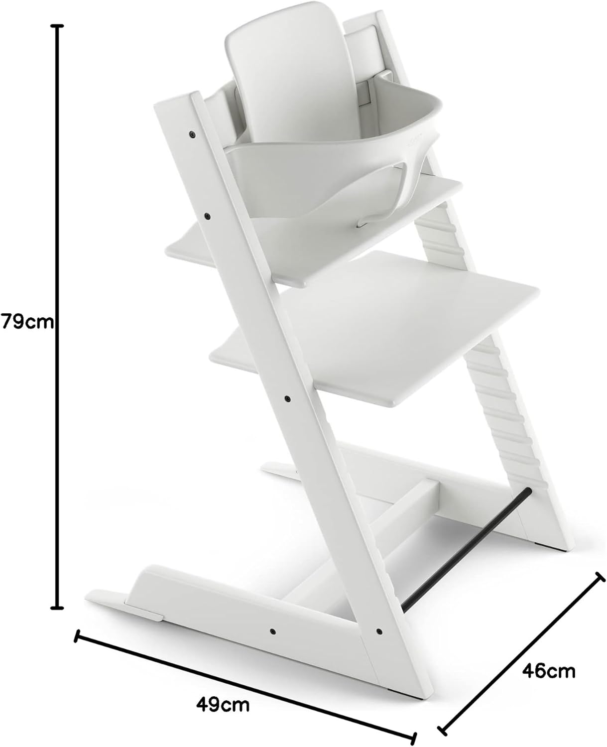 Trona Tripp Trapp de Stokke con Baby Set, Blanco - Silla ajustable y evolutiva para niños y adultos - Ergonómica & diseño ate