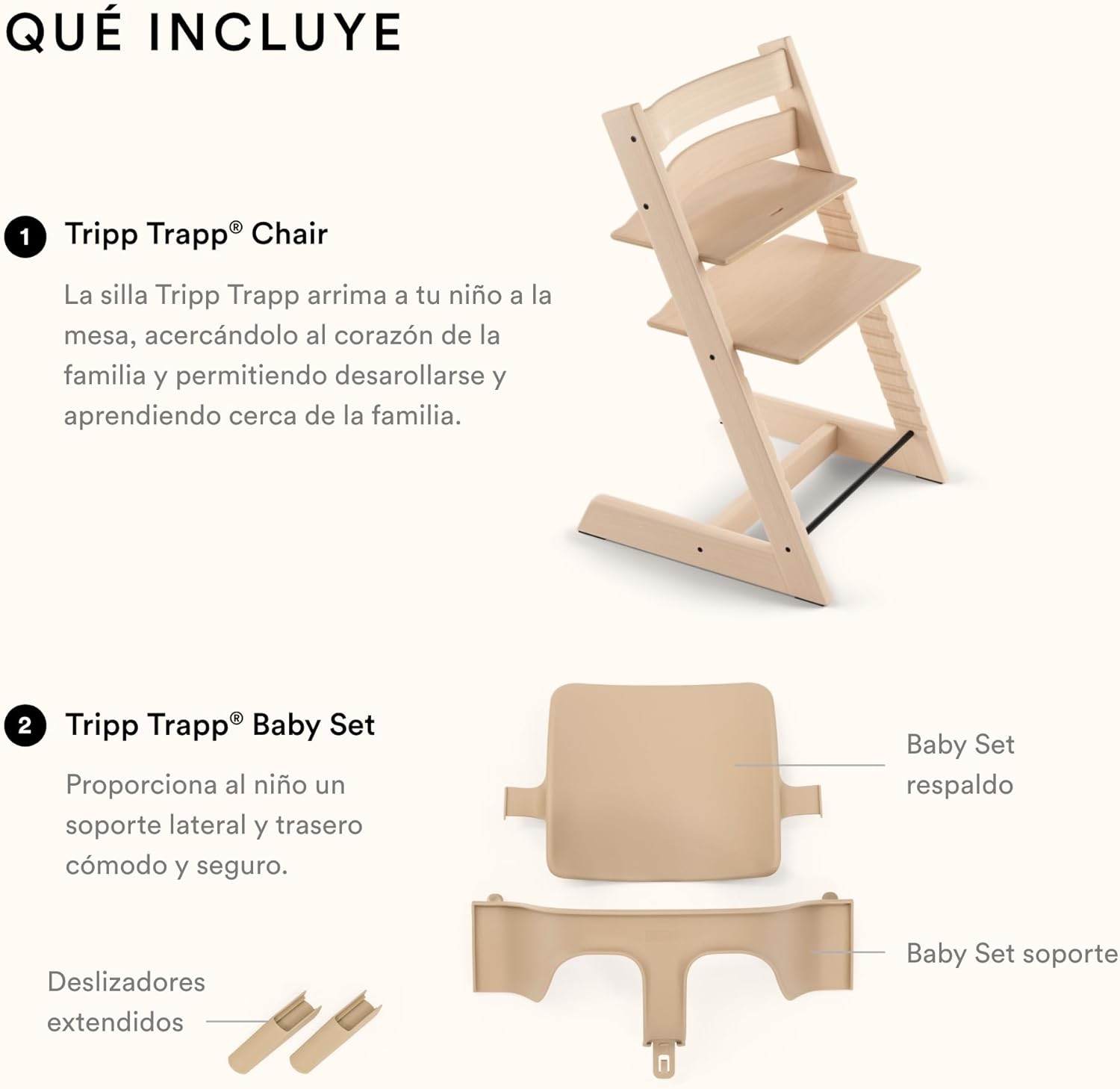 Trona Tripp Trapp de Stokke con Baby Set, Natural - Silla ajustable y evolutiva para niños y adultos - Ergonómica & diseño at