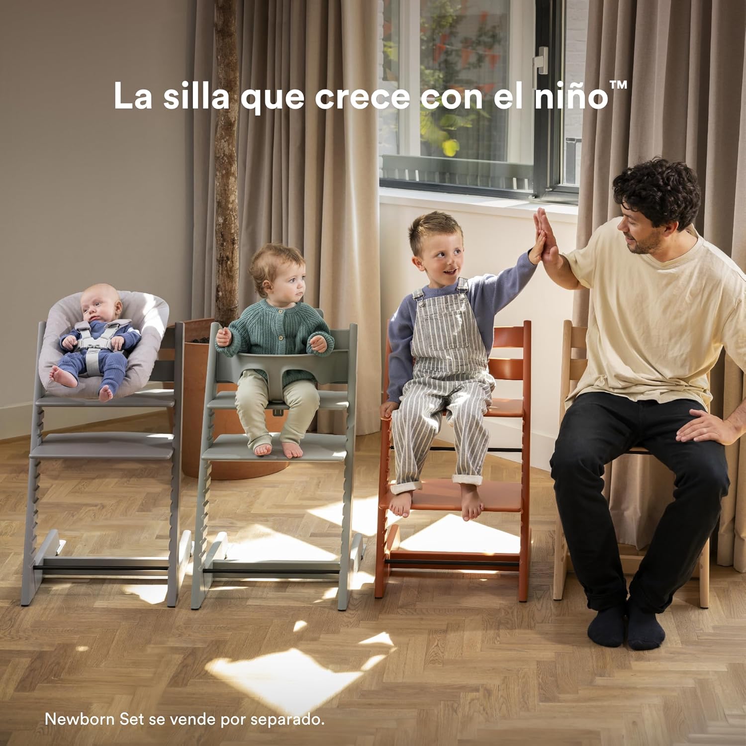 Trona Tripp Trapp de Stokke con Baby Set, Natural - Silla ajustable y evolutiva para niños y adultos - Ergonómica & diseño at