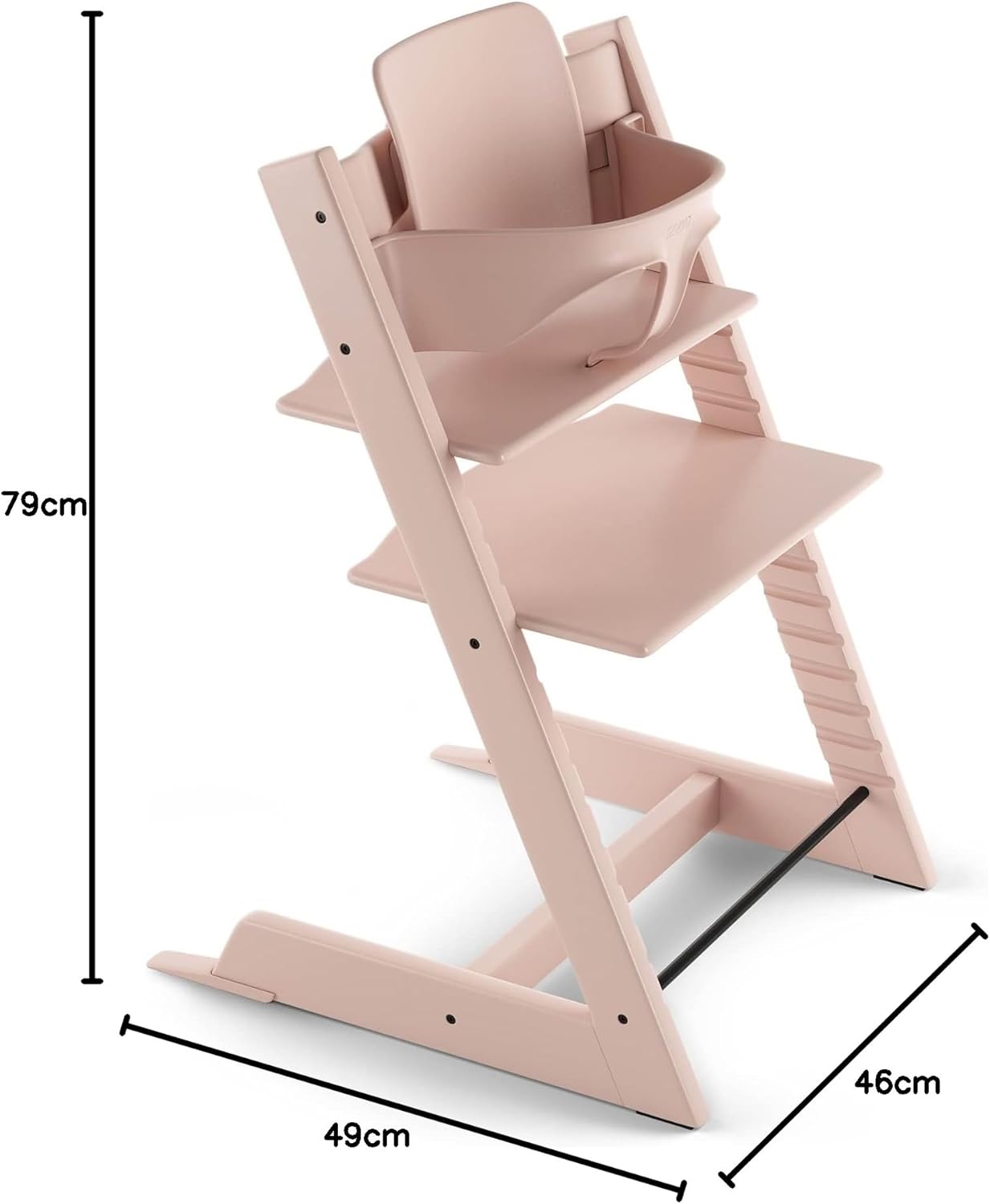 Trona Tripp Trapp de Stokke con Baby Set, Serene Pink - Silla ajustable y evolutiva para niños y adultos - Ergonómica & diseñ