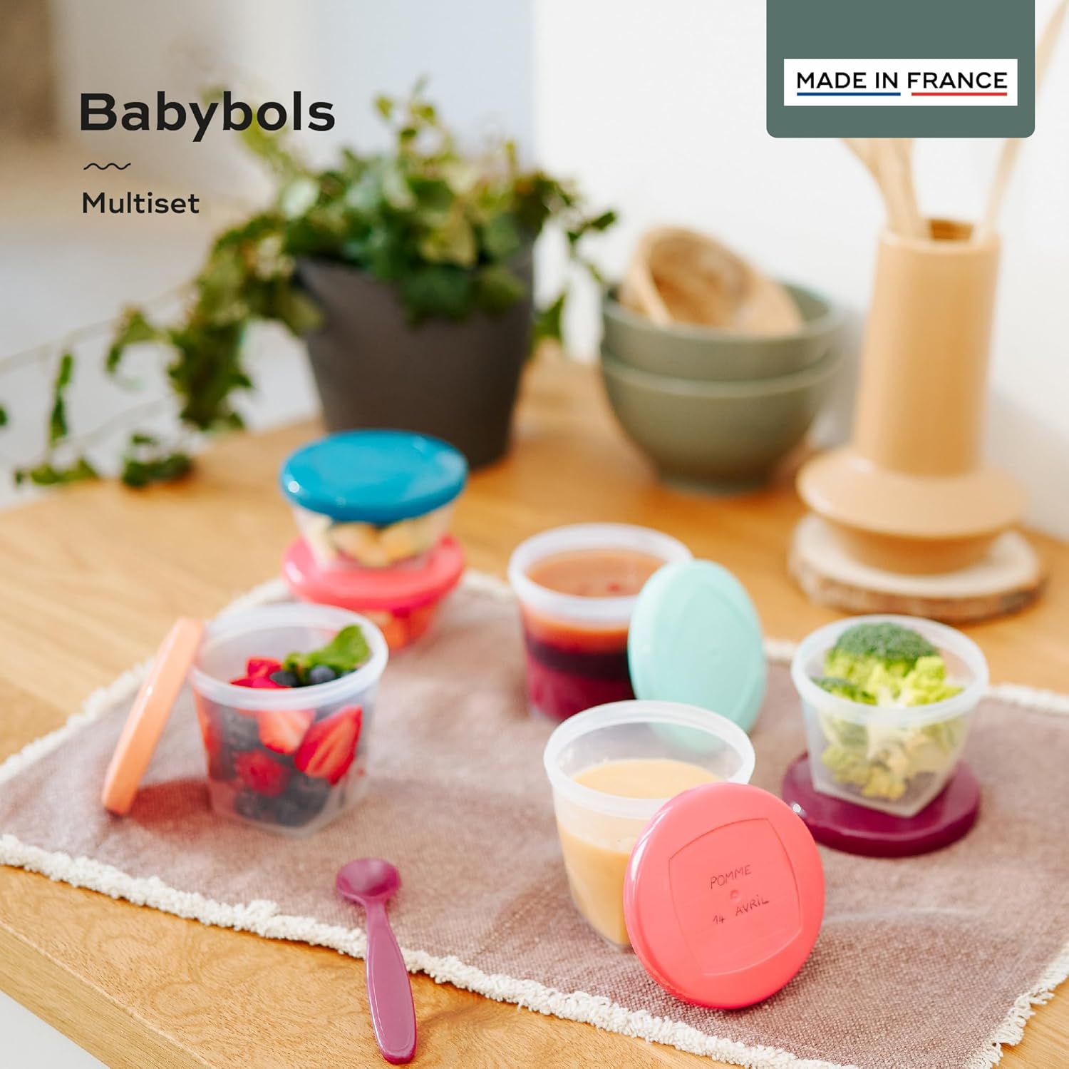Babymoov Babybols Pack de contenedores de conservación y cucharas (3 x 120 ml + 3 x 180 ml + 6 x 250 ml + 3 cucharas), Multis